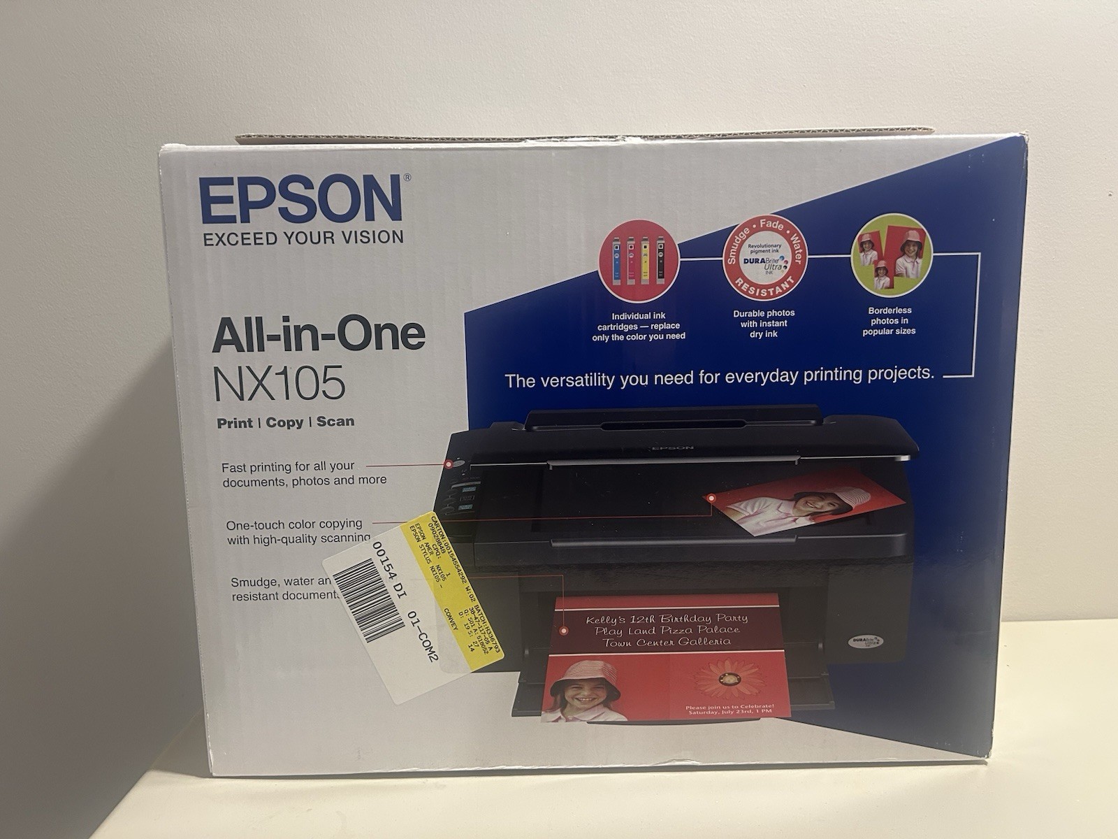 NEW Epson Stylus NX105 Print Copy Scan All-In-One Inkjet Black Color Printer