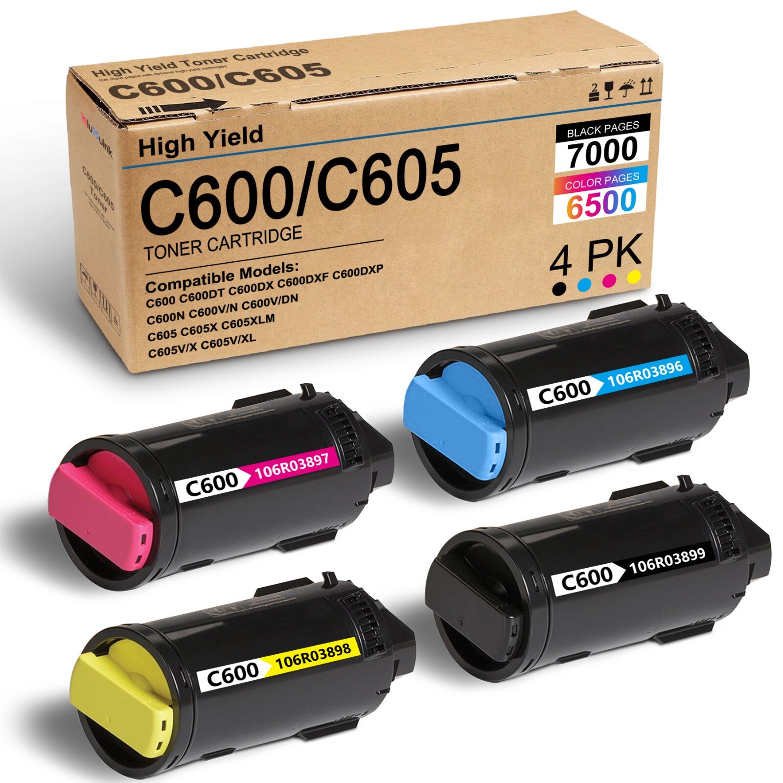 High Yield Toner Cartridge replacement Versalink C600 C605X 106R03896-899B/C/M/Y