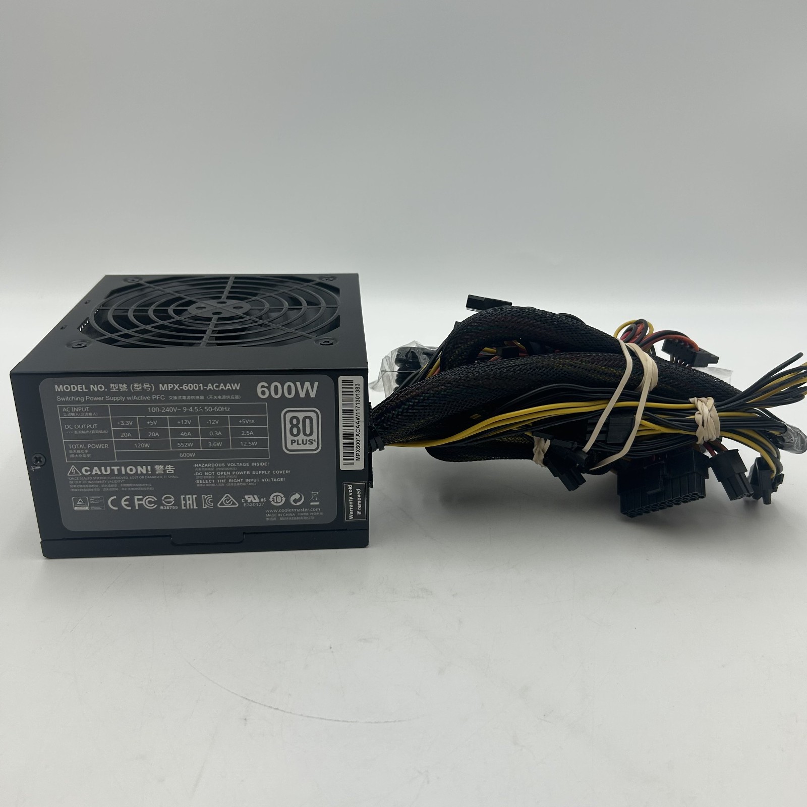 Cooler Master Masterwatt Lite 600W 80 Plus Power Supply PSU - Tested