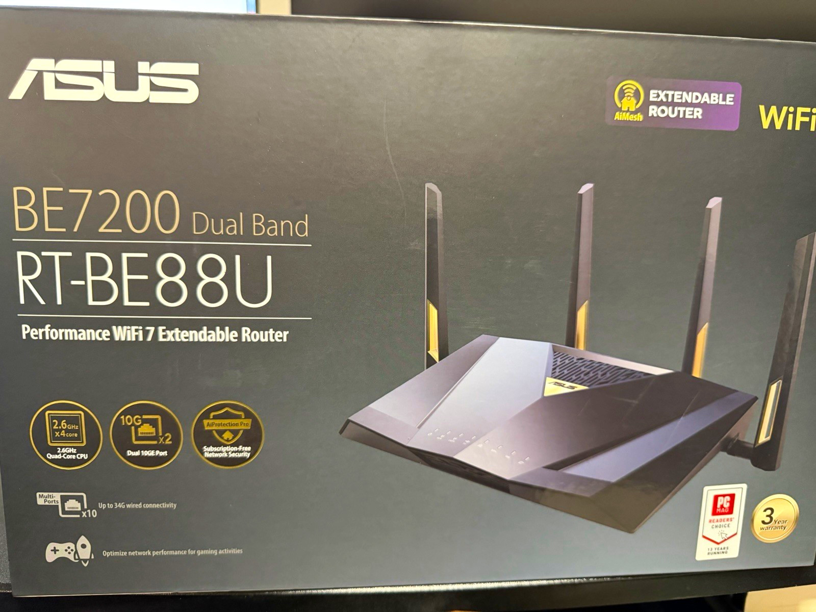 ASUS RT-BE88U WiFi 7 BE7200 Dual-Band AiMesh Router 10-Port 10Gbps