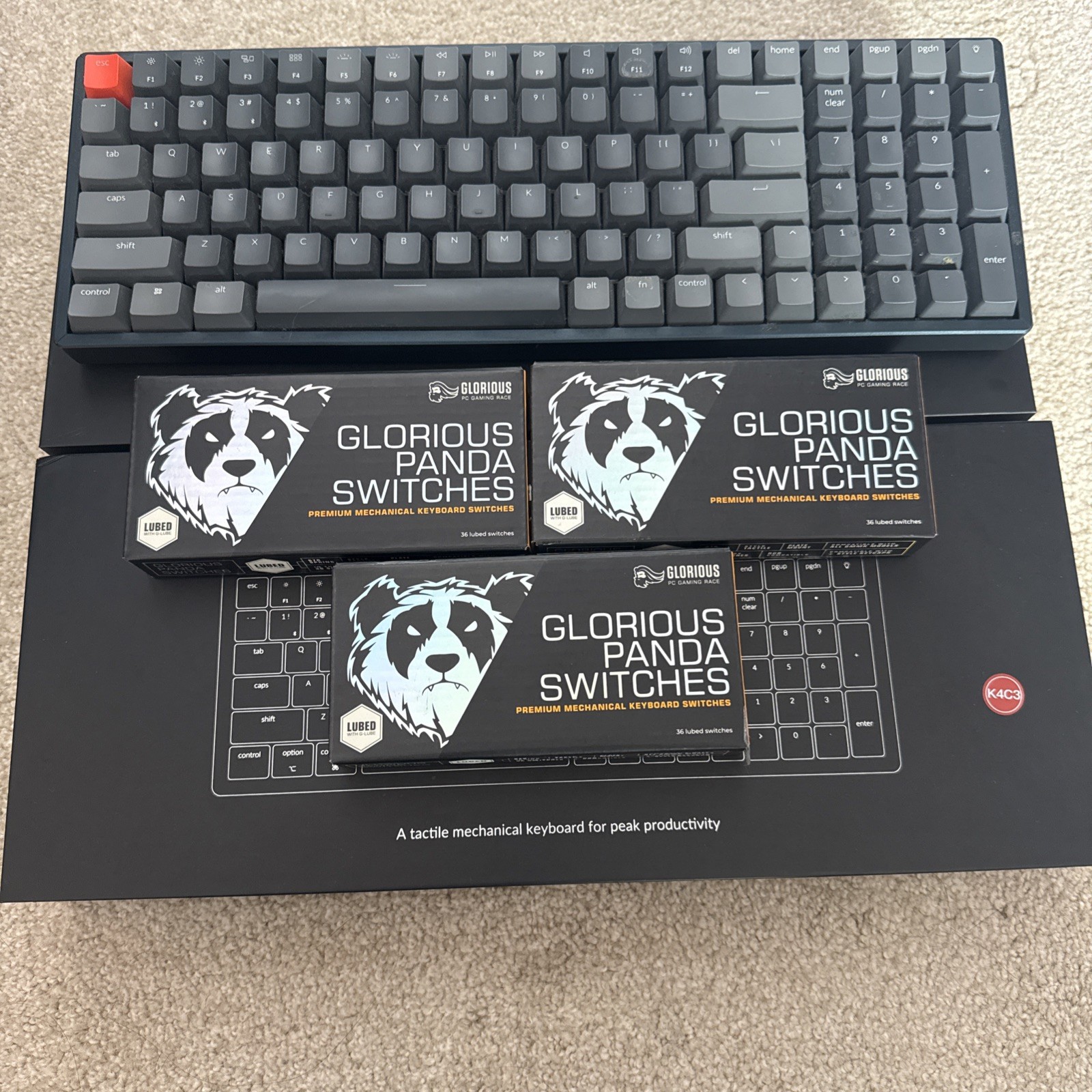 Keychron K4 Gateron Brown Wireless Aluminum Case + Glorious Panda 108 Switches