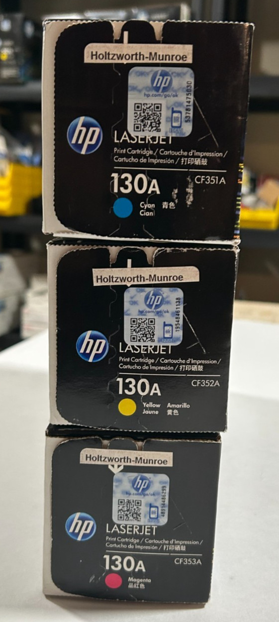 LOT OF ( 3)  HP 130A LASERJET Original HP Toner Cartridge C/M/Y