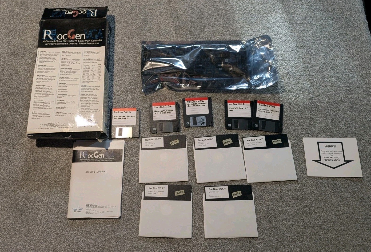 RocGen VGA Software + Tseng Labs ET4000AX Roctec RG300BN Vintage Untested 