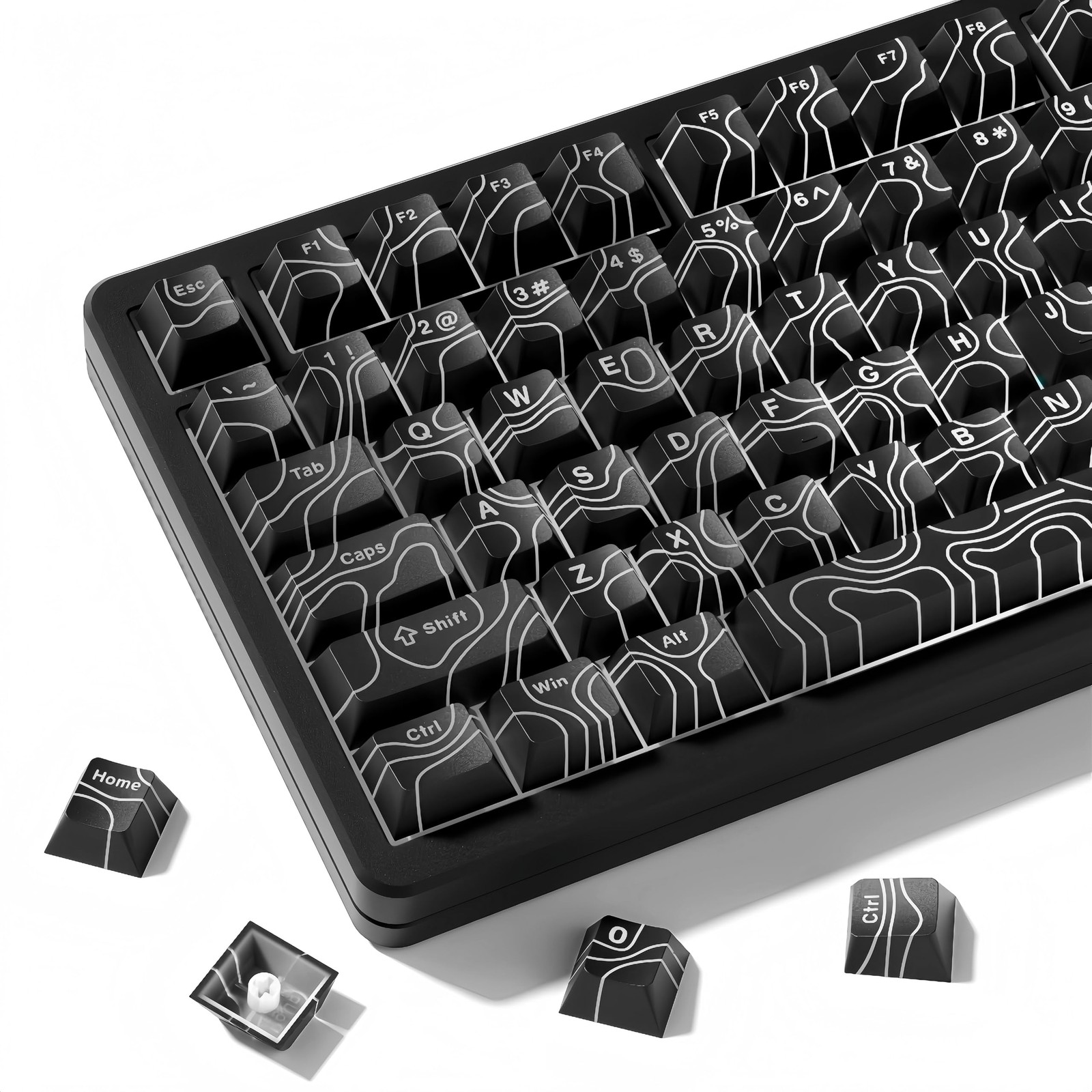 118 Keys PBT Keycaps Topographic Shine Through Cherry Fits 60/65/75/TKL/96%