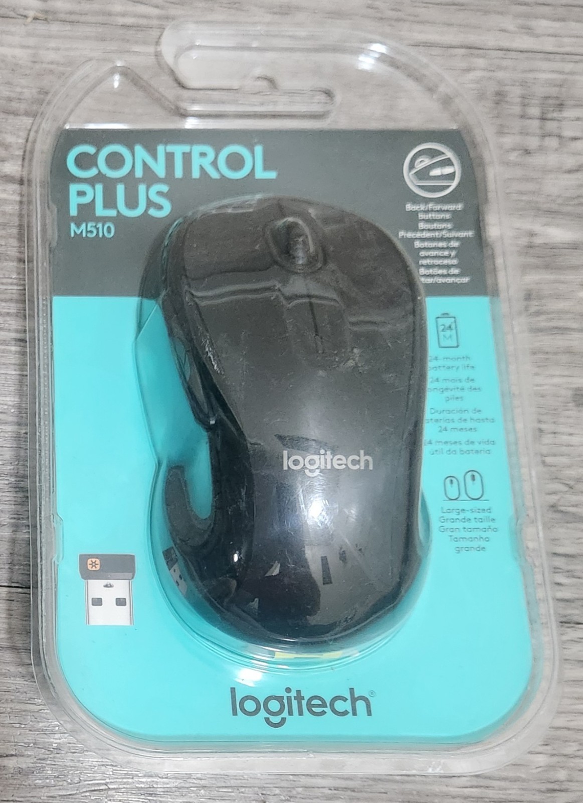 Logitech M510 Wireless Mouse Control Plus Black 910-001822 NEW Sealed