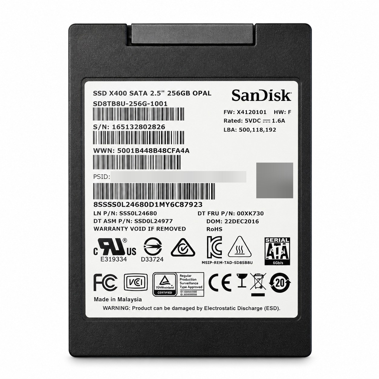 SanDisk X400 256GB 2.5" SATA III SSD OPAL Solid State Drive (SD8TB8U-256G-1001)