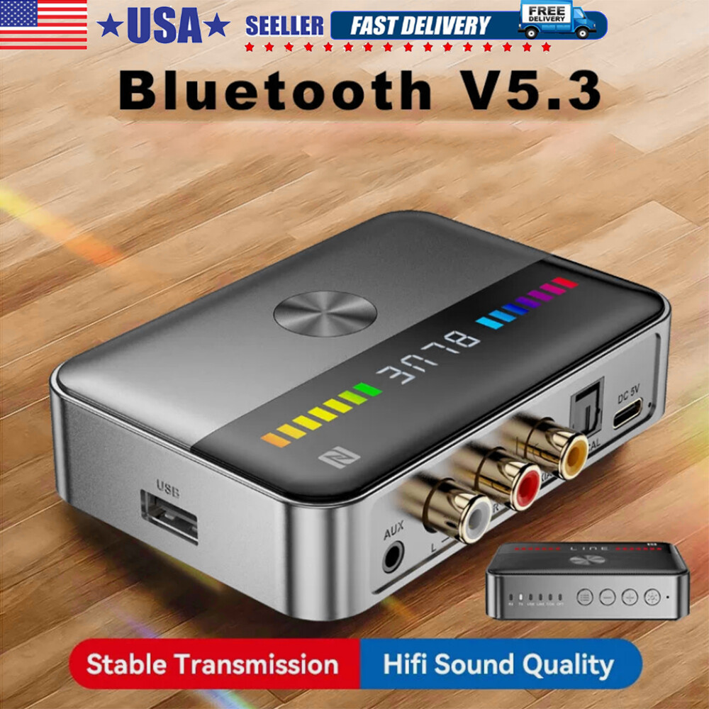 Bluetooth 5.3 TV Audio Transmitter Receiver RCA AUX Wireless Adapter for Stereo