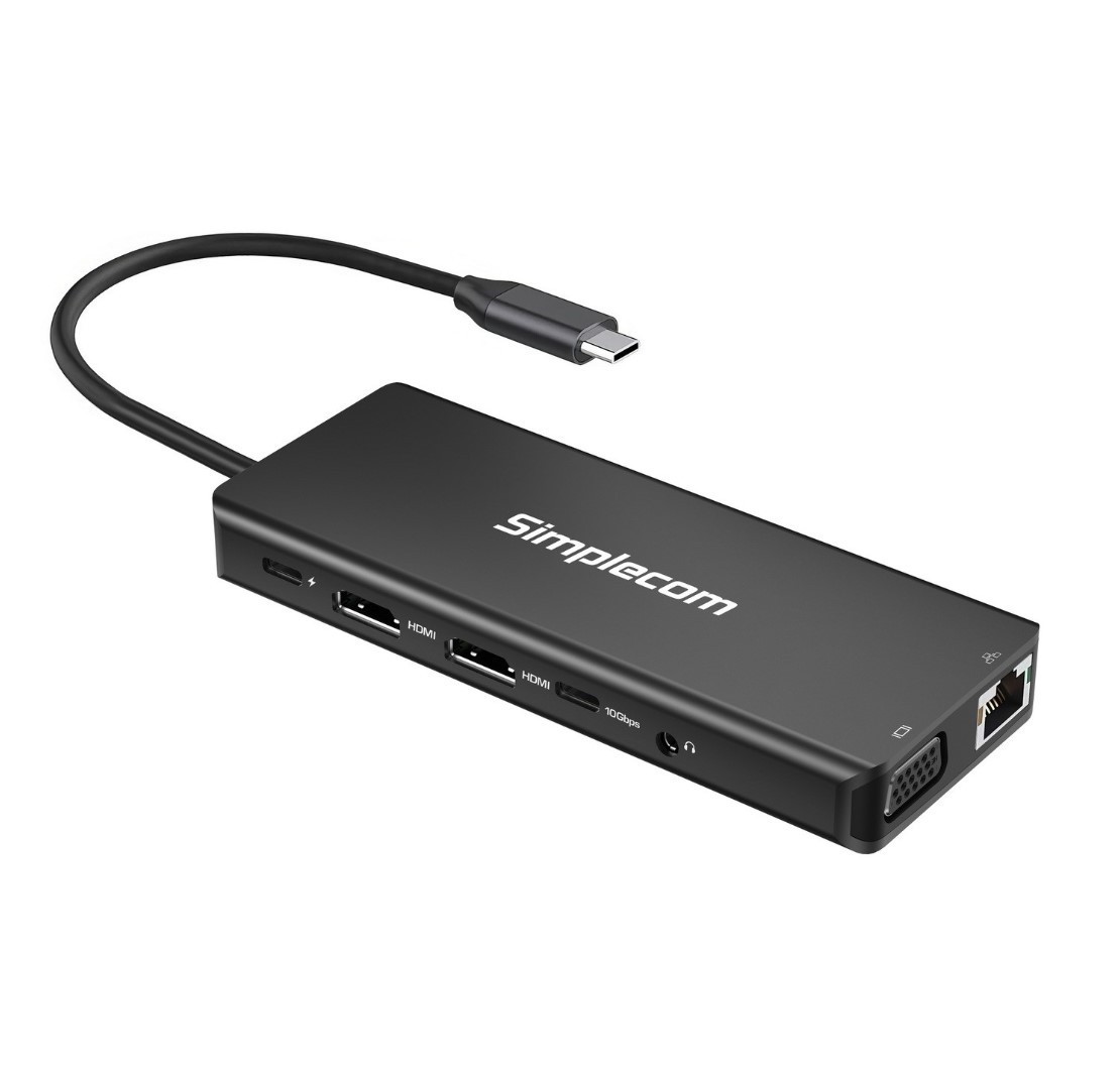 Simplecom CHN613 USB-C 13-in-1 Multiport Docking Station Dual HDMI + VGA Triple