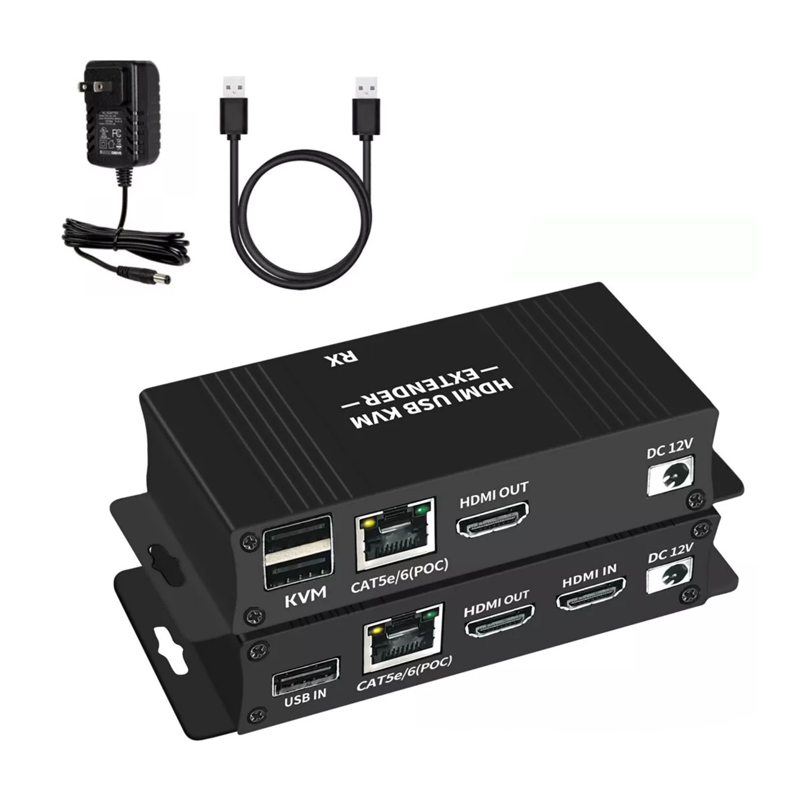 60M HDMI KVM Extender Splitter Over Ethernet Cat5e/6 HDMI USB RJ45 Extender