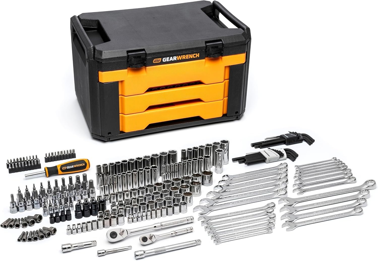 232 Piece 72T 6 & 12 Pt SAE/mm Mechanics Tool Set | GW72LLCBMTS....