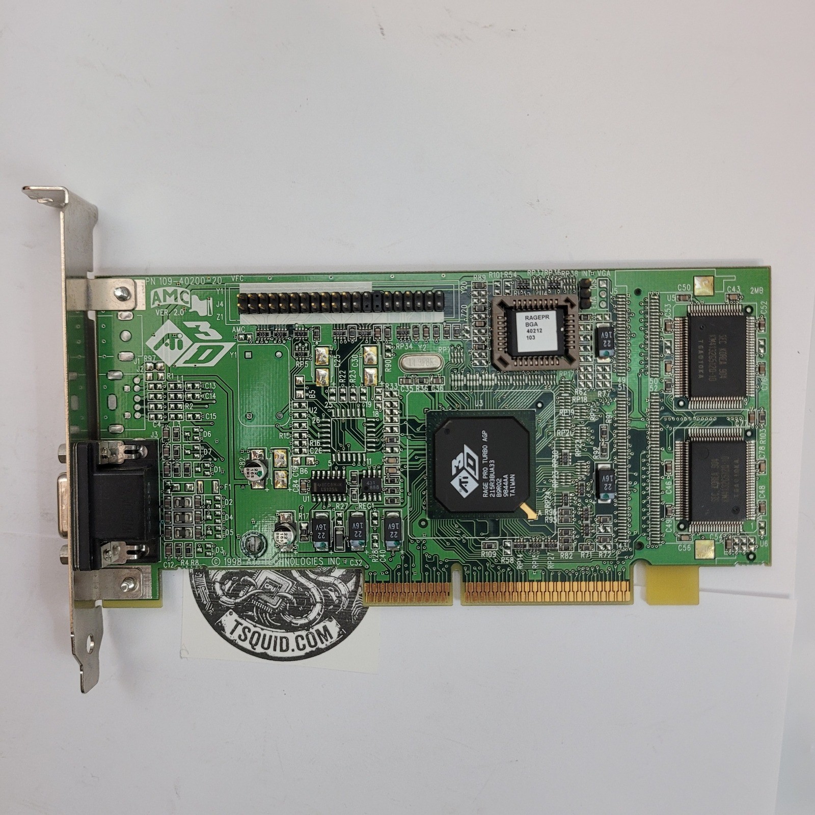 ATI Rage Pro Turbo AGP Video Graphics Card 8MB VGA 109-40200-20 Ver 2.0 VTG 1998