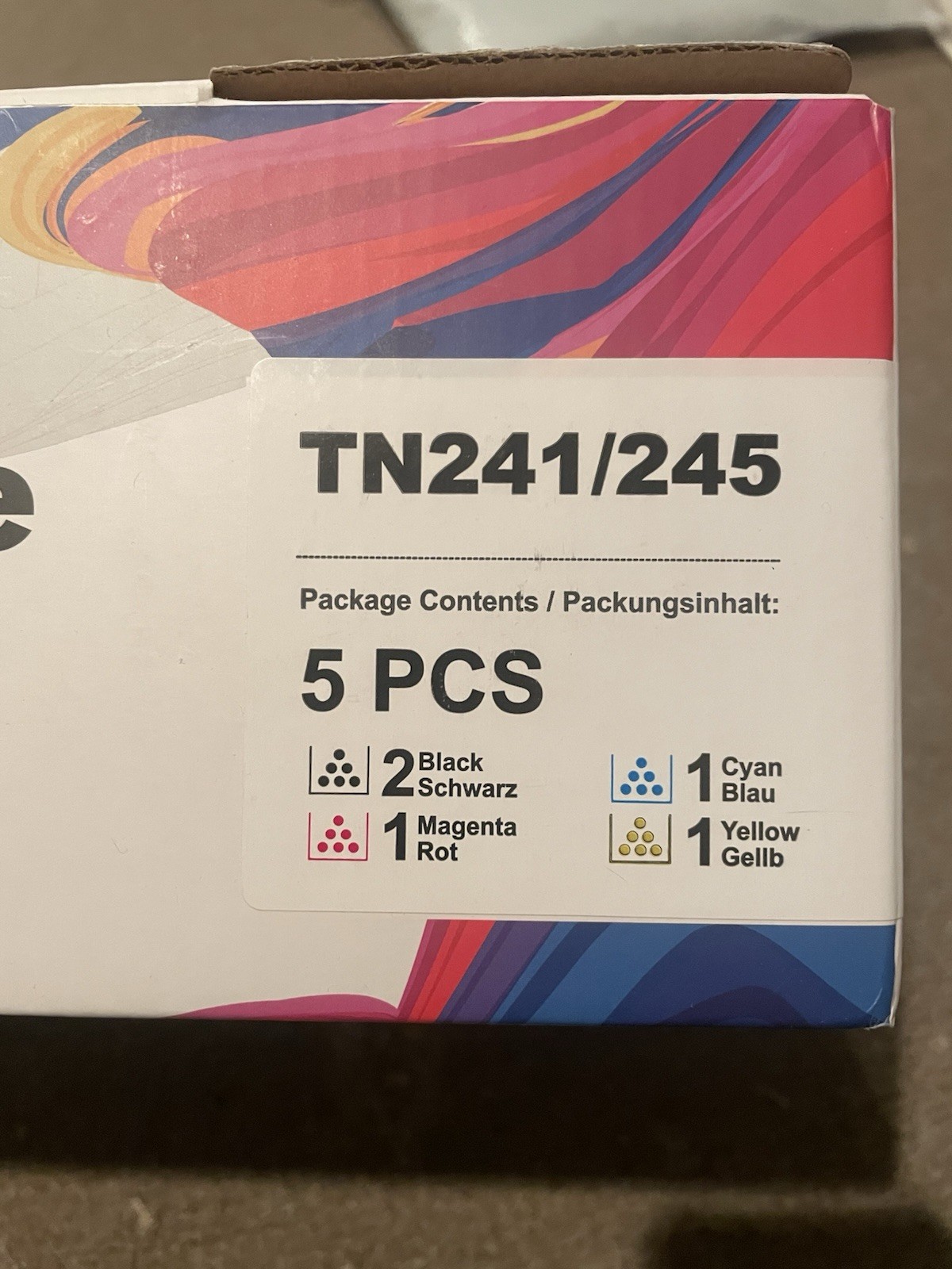 Premium Toner Cartridge 5 Pcs 4 Colors TN241/245  Black Magenta Yellow Cyan