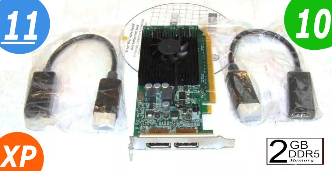 RETRO 2GB DDR5✔️DUAL HDMI/DisplayPort✔️Video Card BUNDLE✔️Windows 11, 10 or XP✔️