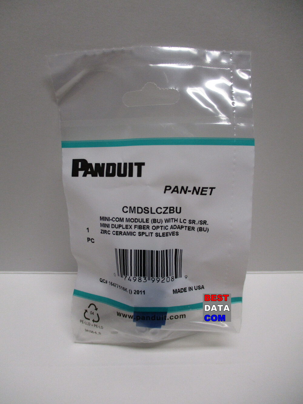Panduit CMDSLCZBU LC duplex mini-com module fiber optic adapter split sleeves