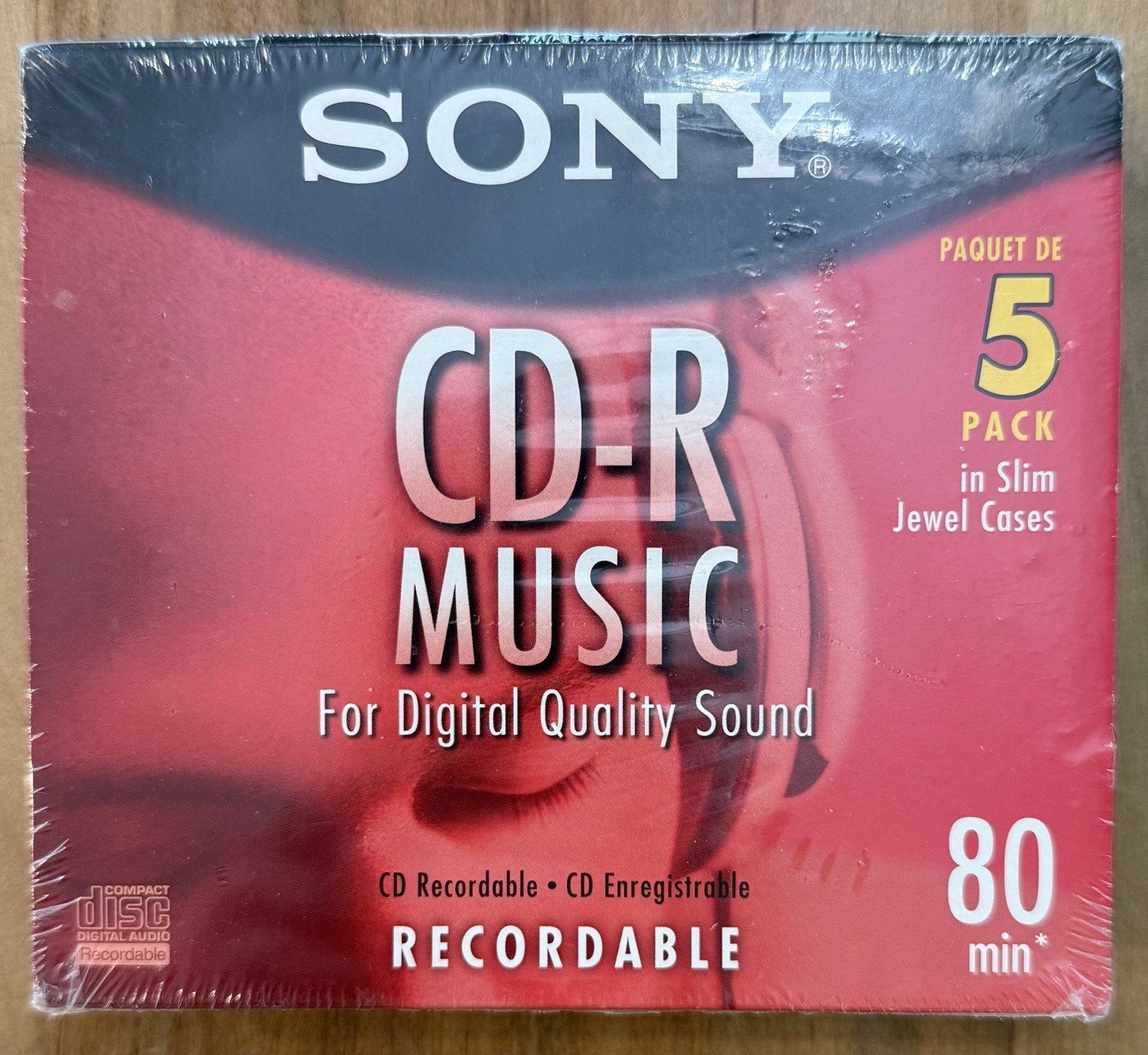 Blank SONY CD-R New/Sealed 5 Pack Recordable In Slim Jewel Cases Audio Music 80