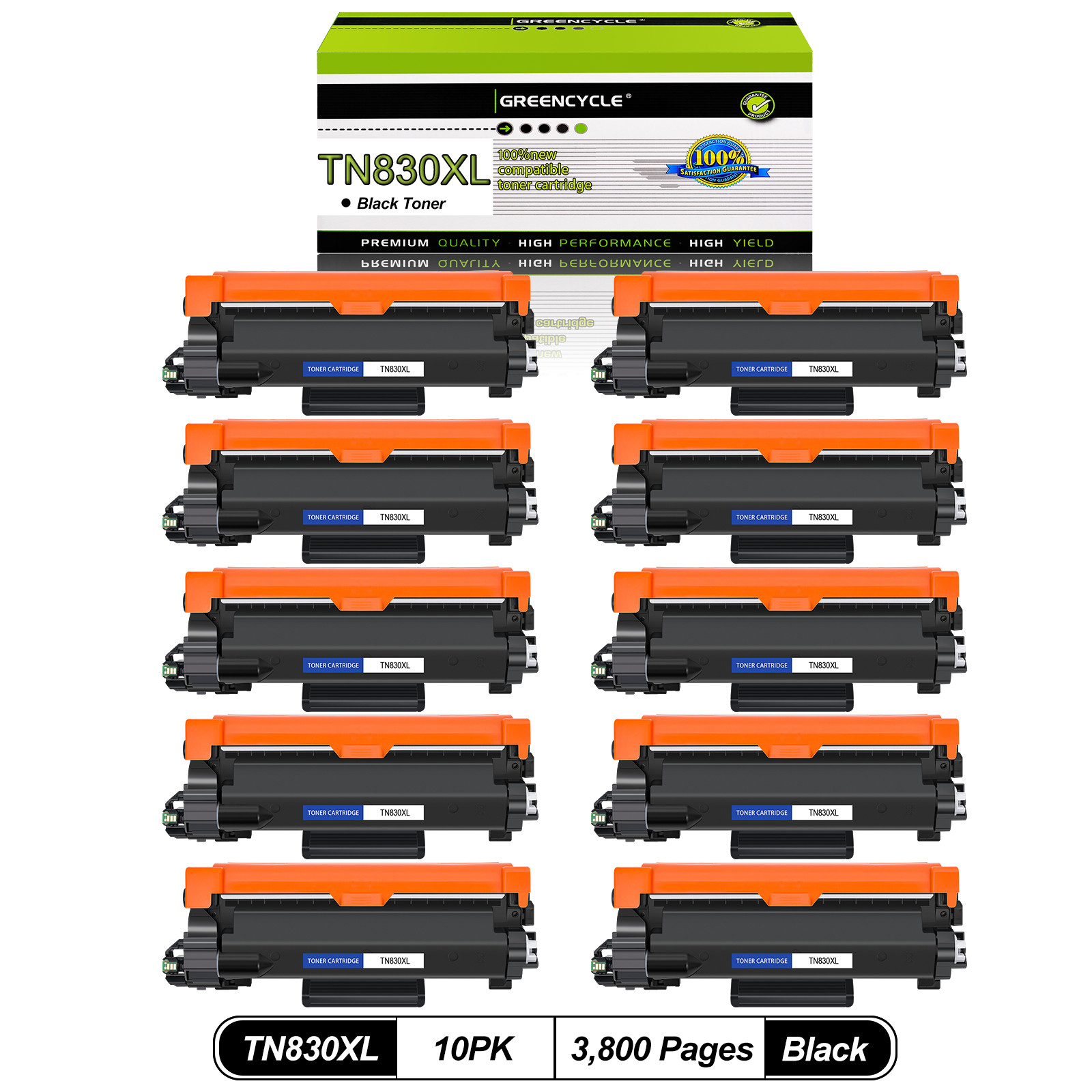 TN830XL Toner 10 Pack High Yield for Brother TN-830XL DCP-L2647DW HL-L2400D