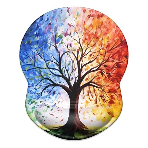 Ergonomic Mouse Pad with Gel Wrist Support - The Tree of Life Design, 8.7x7.2