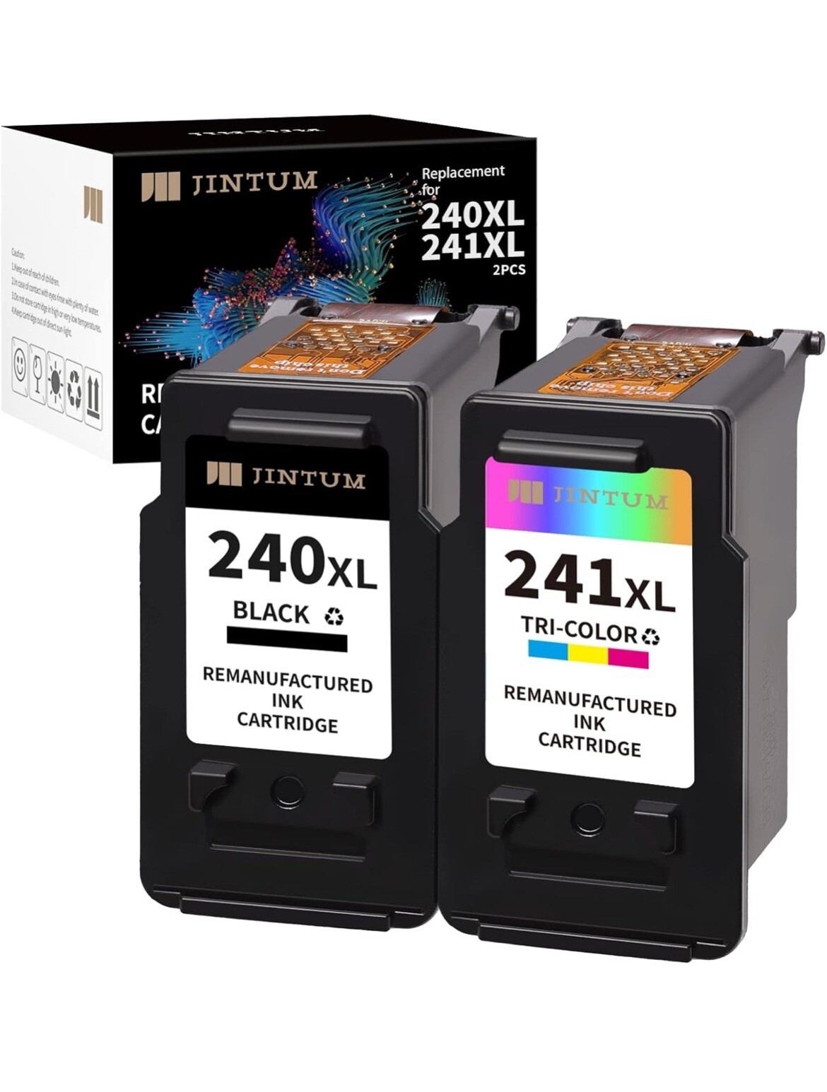 JINTUM  Ink Cartridge Replacement for Canon (1 Black, 1 Tri-Color)