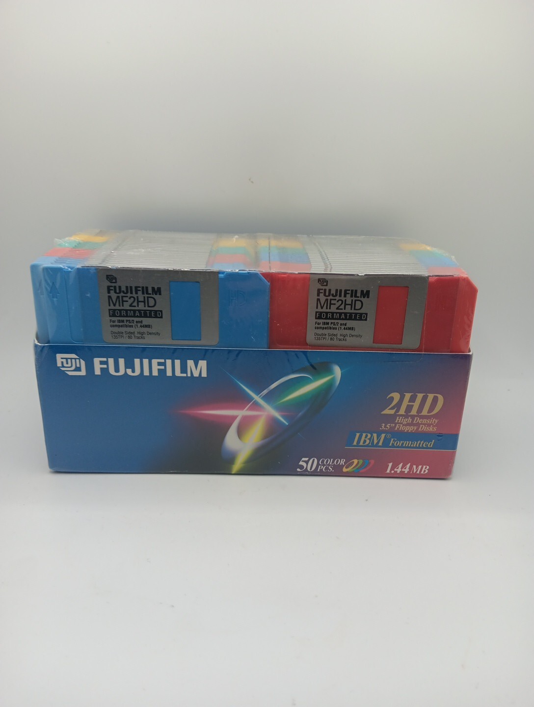 NEW IBM 50 FujiFilm MF2HD Formatted 3.5" Floppy Disk Formatted MB Color 50 Pack