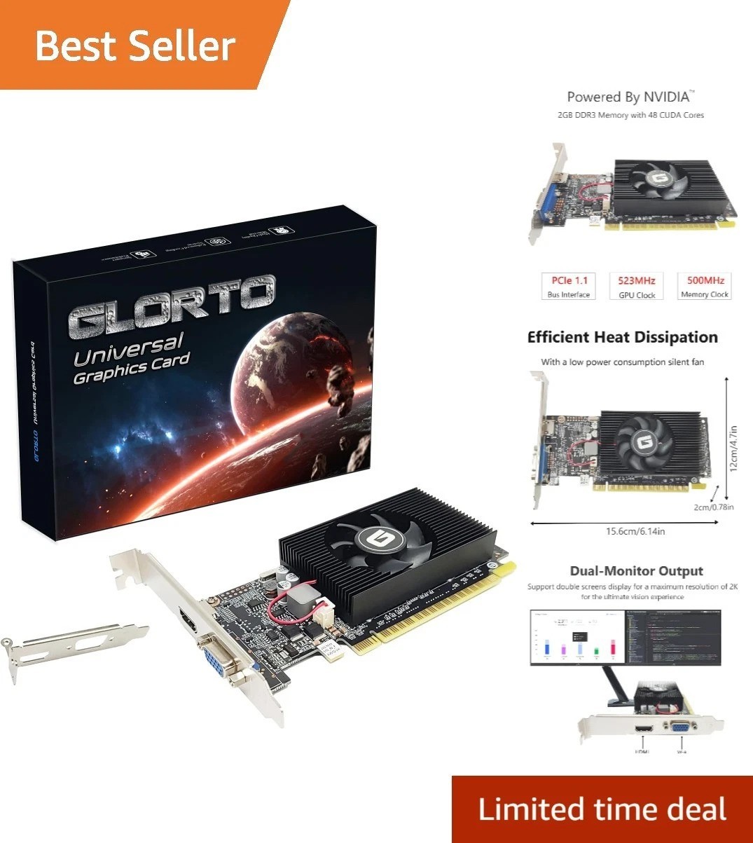 High-Performance GeForce GT 610 2GB Graphics Card - Enhance Your PC Experience