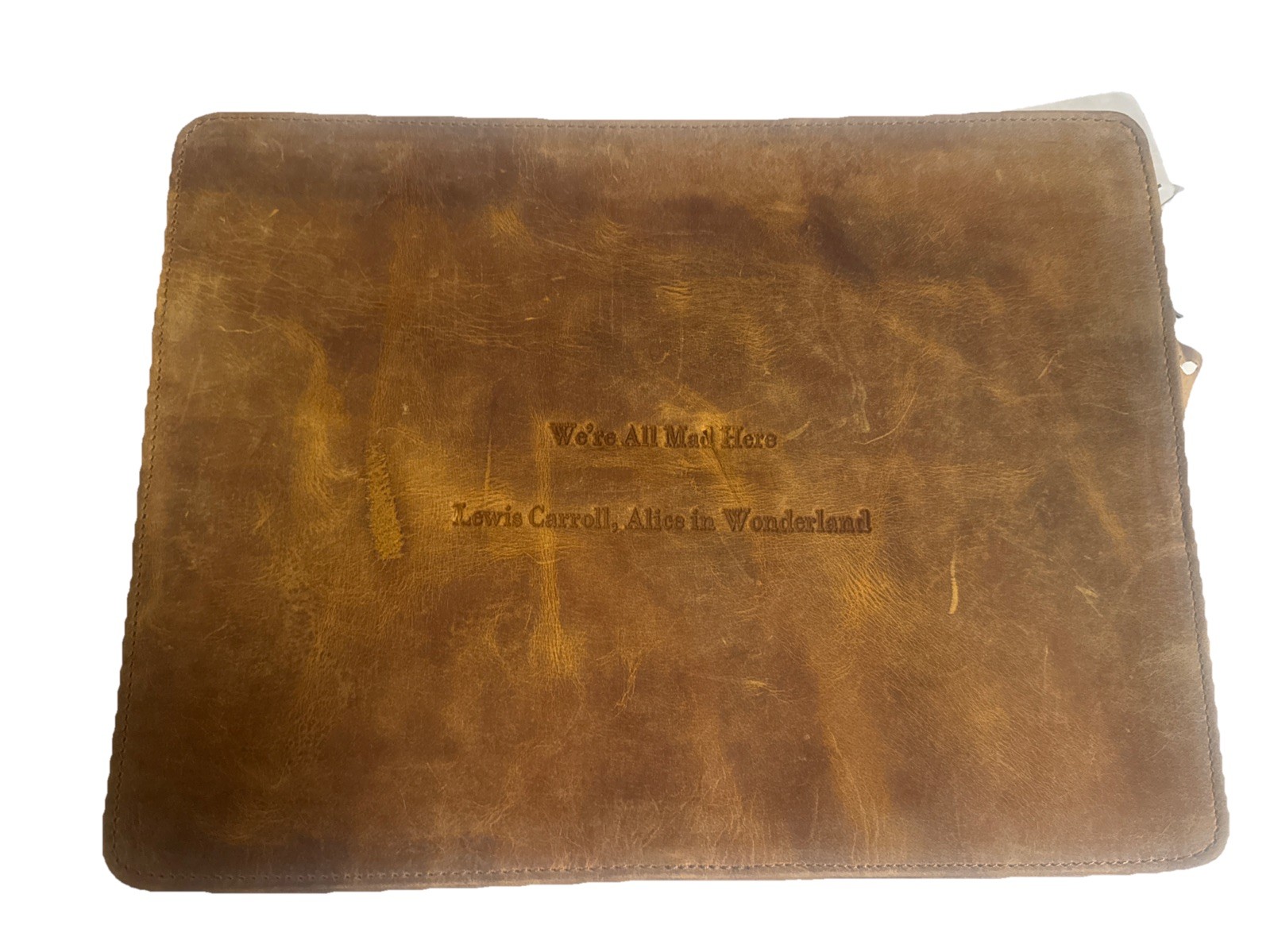 We’re All Mad Here Leather Laptop Case- Alice In Wonderland, Lewis Carroll NEW**