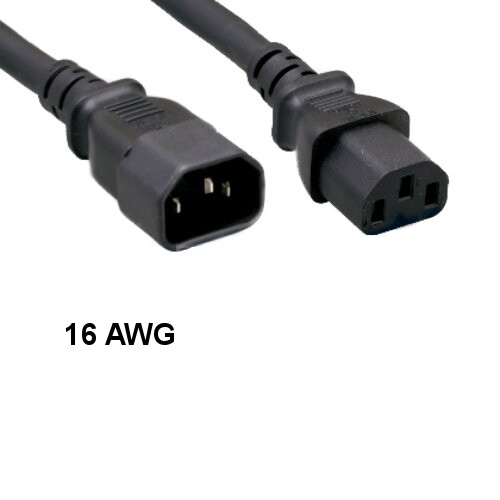 Kentek 3' ft 16 AWG Standard Power Extension Cord IEC-60320 C13 to C14 13A/250V