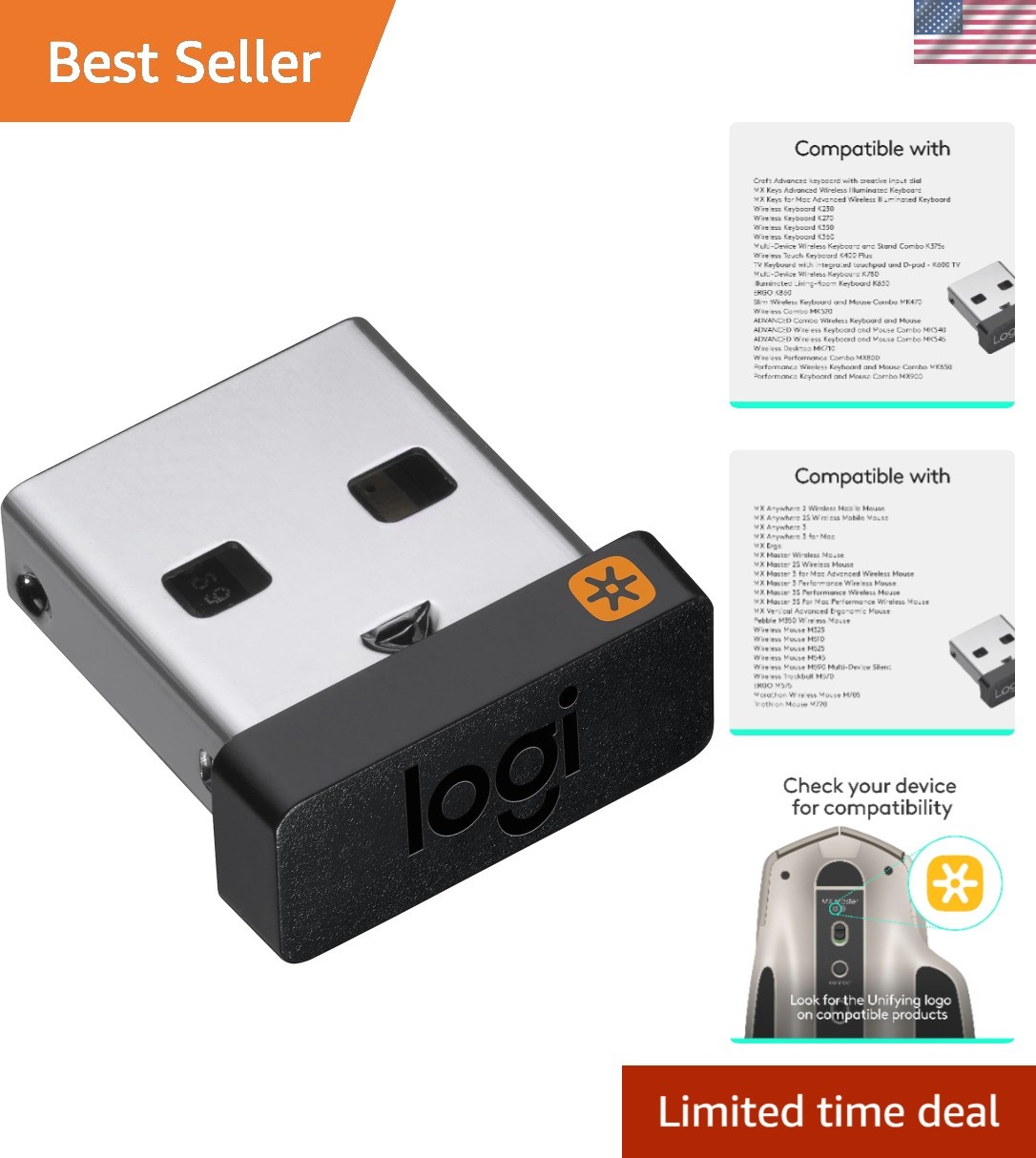 Multifunctional USB Unifying Receiver - 2.4 GHz Wireless for Gaming and Business