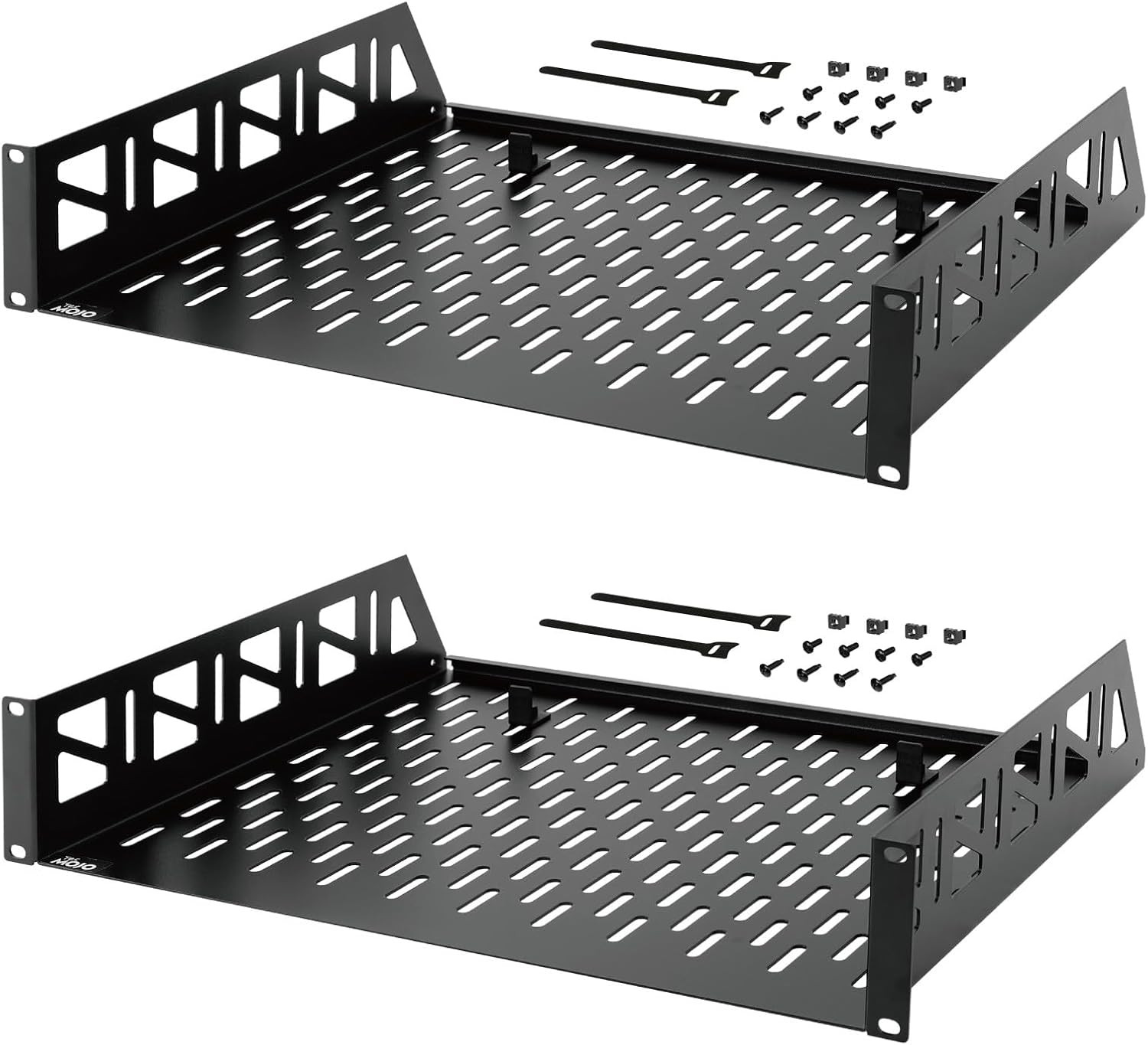 2 Pack 2U Rack Shelf,19 inch Rack Mount Shelf 14 inch Depth,with Anti-Slip Stops