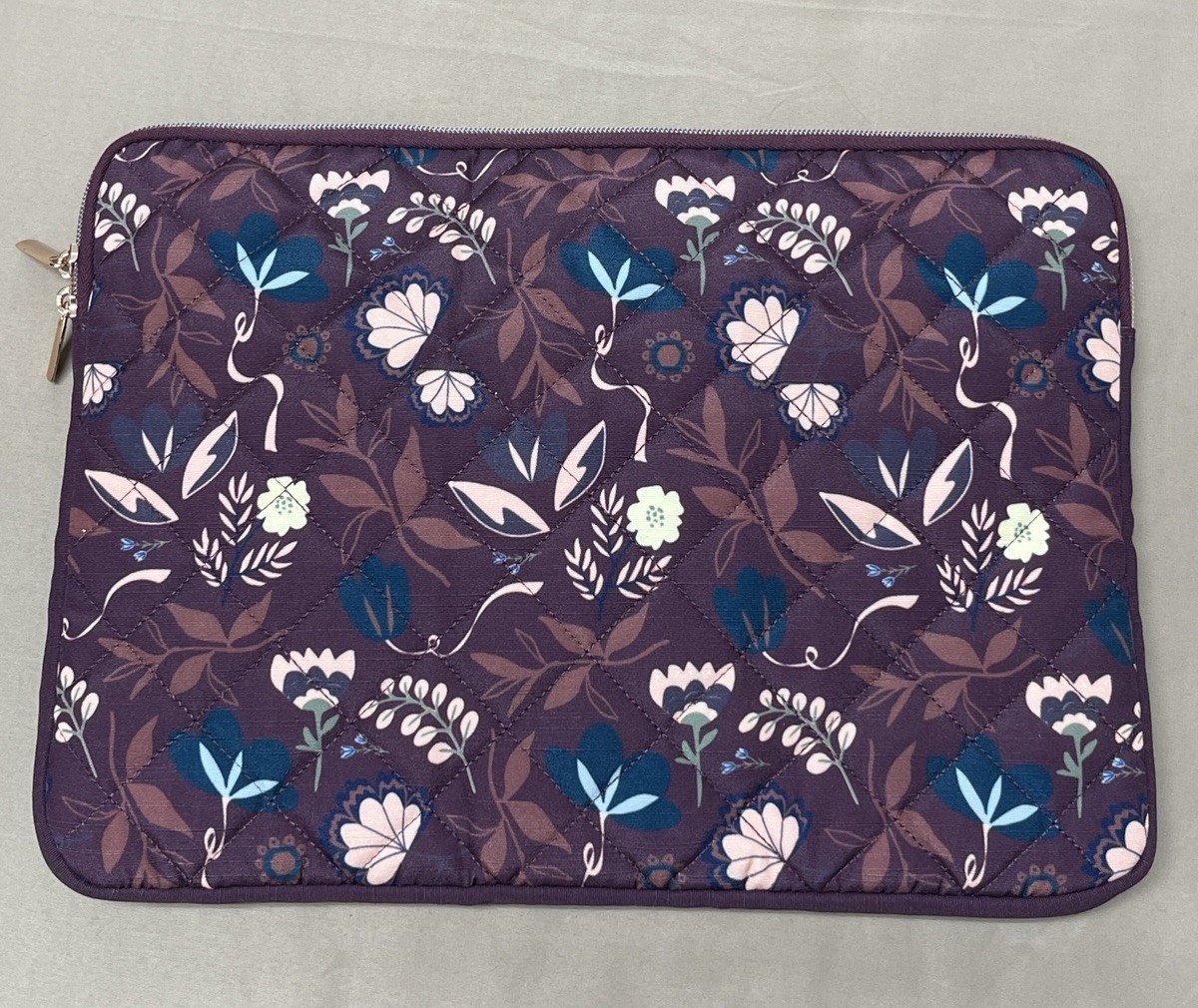 Heyday Tablet/Laptop Sleeve Case Quilted Distinctive Floral 14 Inch Purple