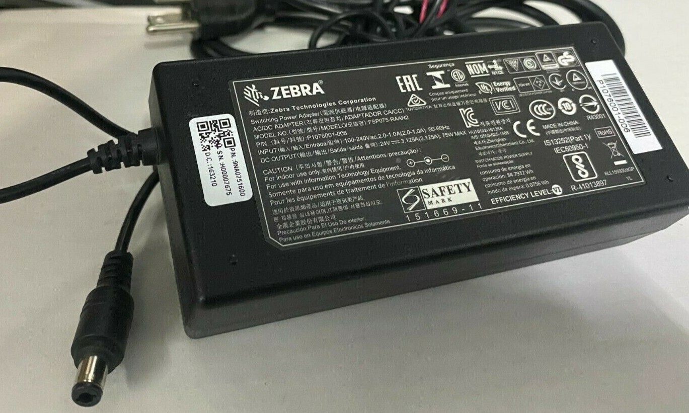 Zebra 24V 3.125A -75W Model P1076001-006 Thermal Label Printer 