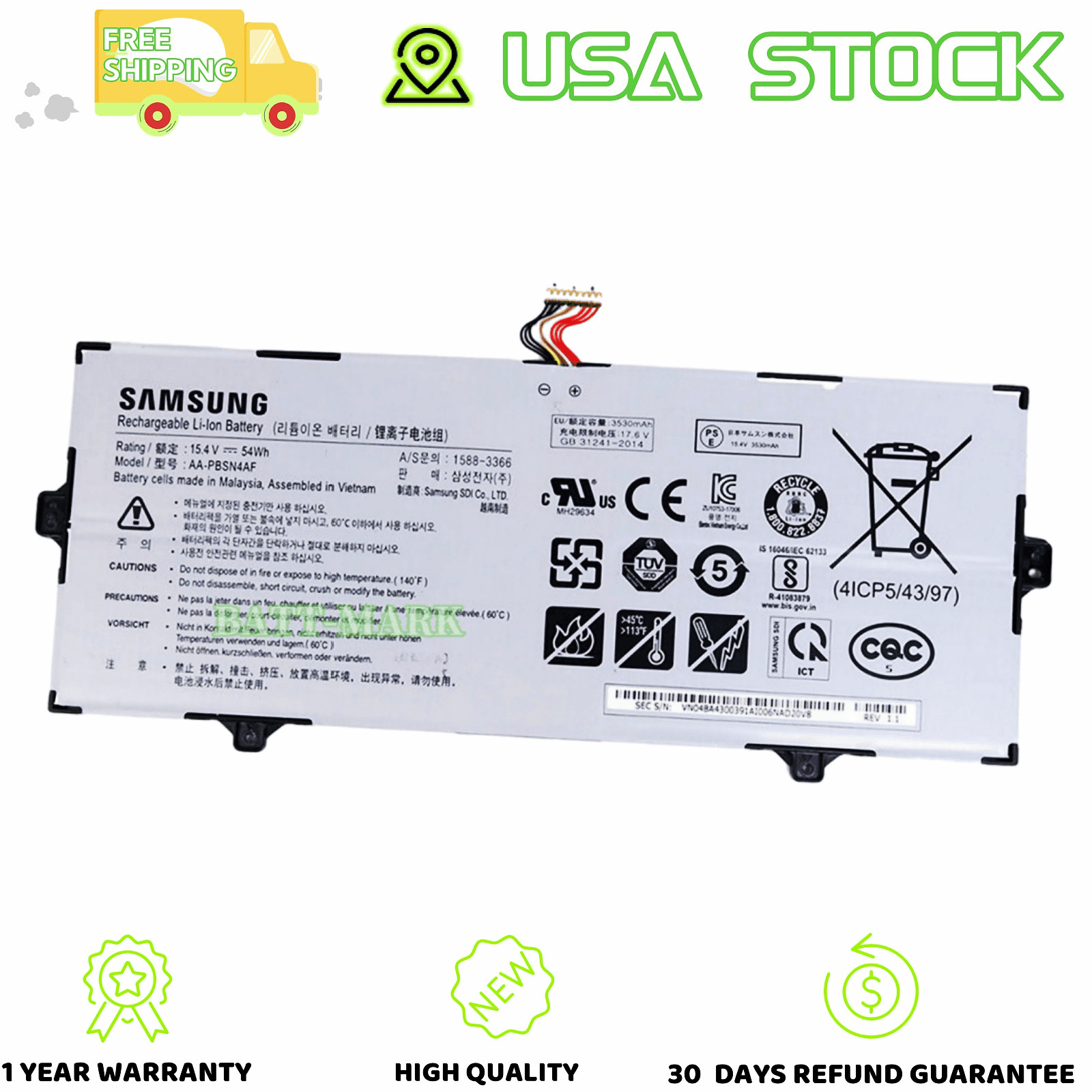 Original AA-PBSN4AF Battery For Samsung NT930SBE NP930SBE-K01US NP930SBE-K03CN
