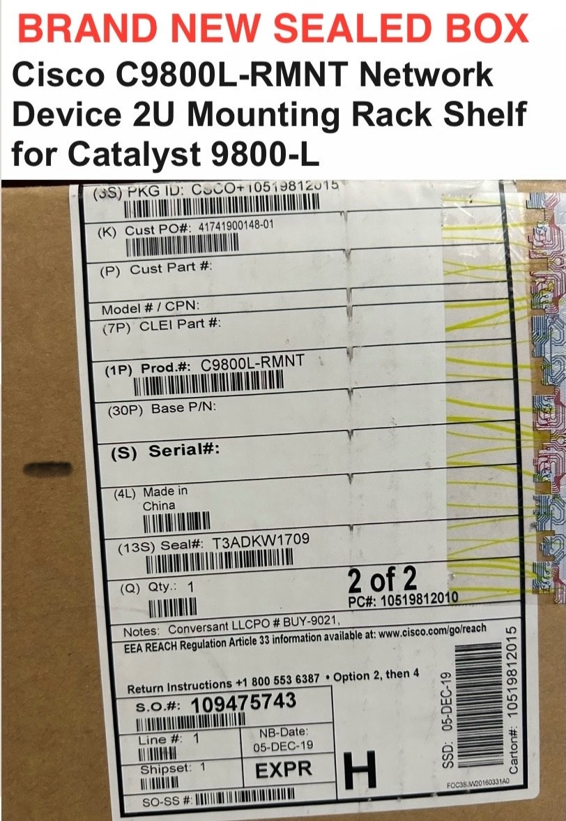 Cisco C9800L-RMNT Network Device 2U Mounting Rack Shelf for Catalyst 9800-L New