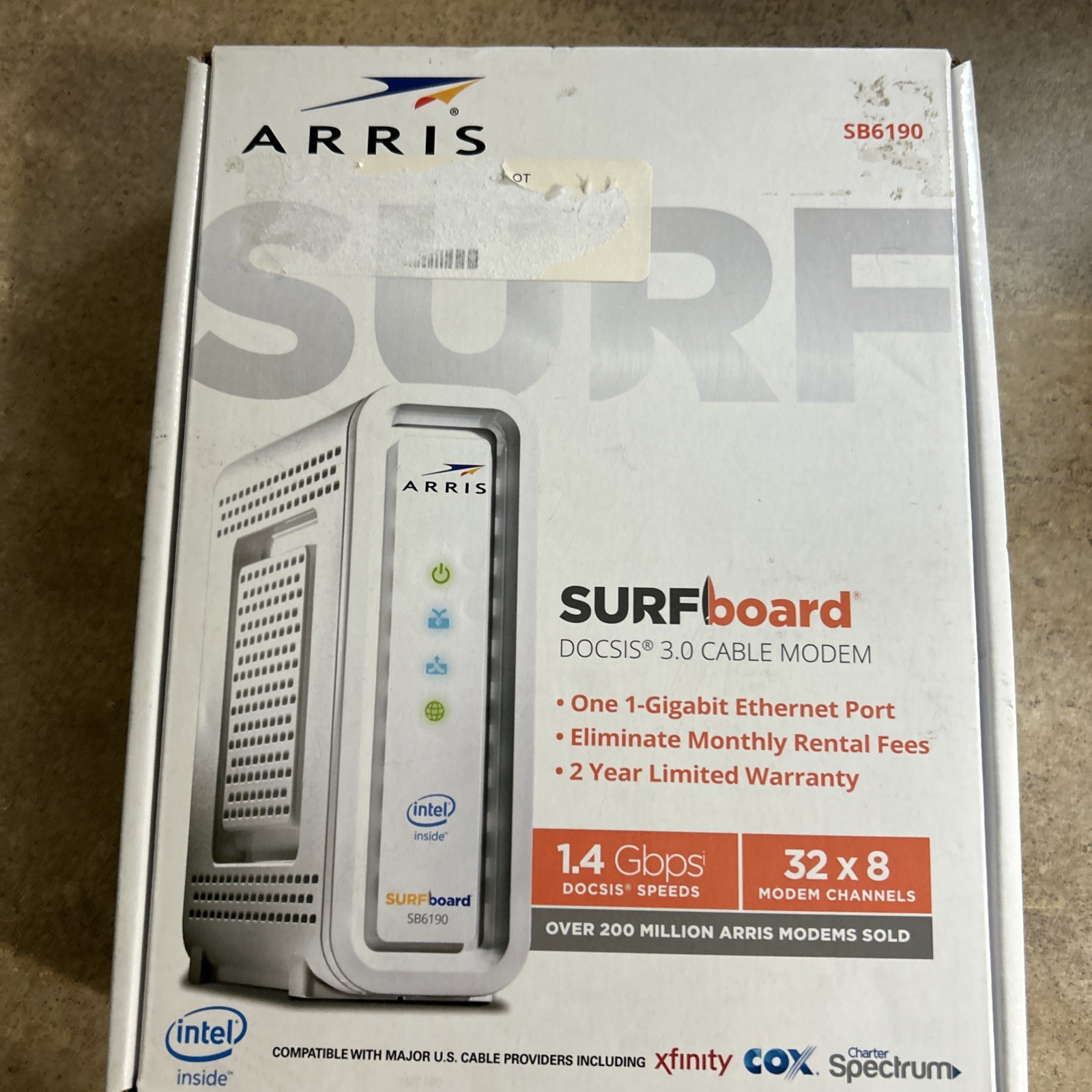 ARRIS SURFboard SB6190 DOCSIS 3.0 32 x 8 Gigabit Cable Modem White Open Box