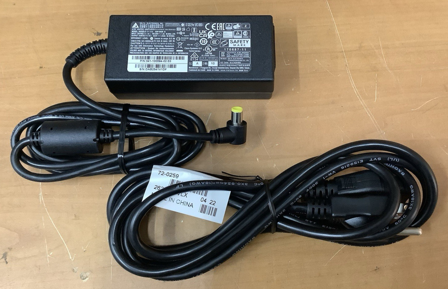 10pc LOT ~ DELTA ADP-50GR B 100-240V 48.0V 341-100594-02 ADAPTER ~ W/POWER CORDS