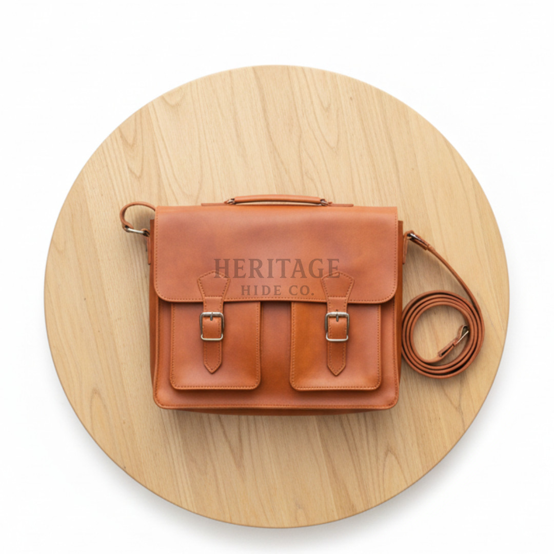 Handmade Brown Leather Laptop Bag Men Briefcase Vintage Messenger Shoulder Bag