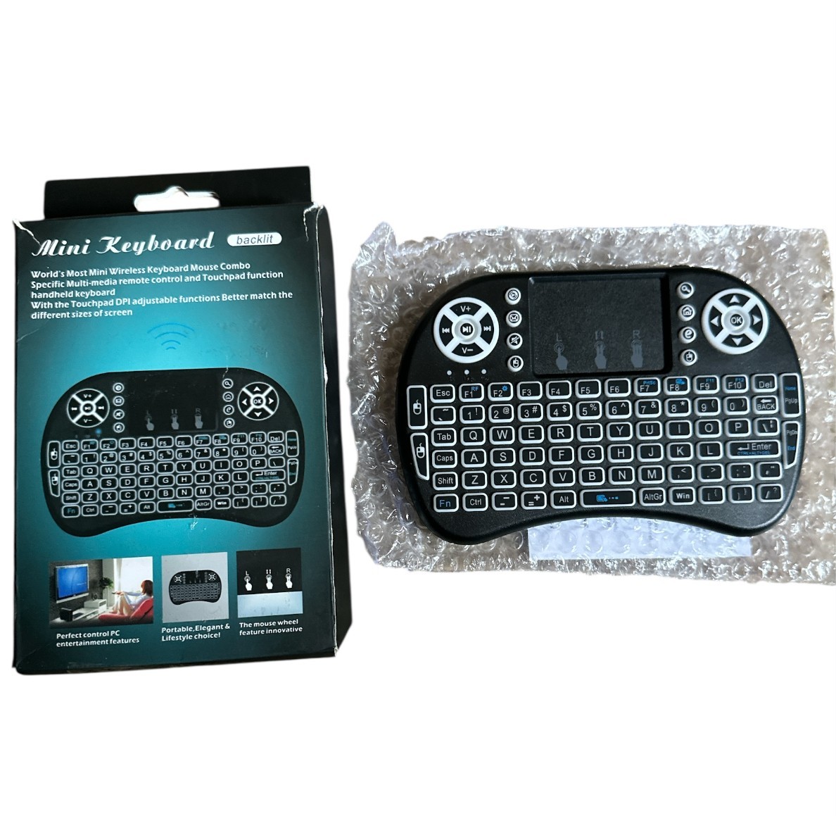 2.4gHz_Backlit Mini Wireless Handheld Remote Keyboard Mouse Touchpad - 7 COLOR
