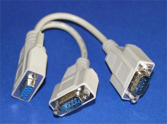 Y-Splitter Serial Cable DB9-Female to DB9-Male DB9-Male with Nuts 8 inch