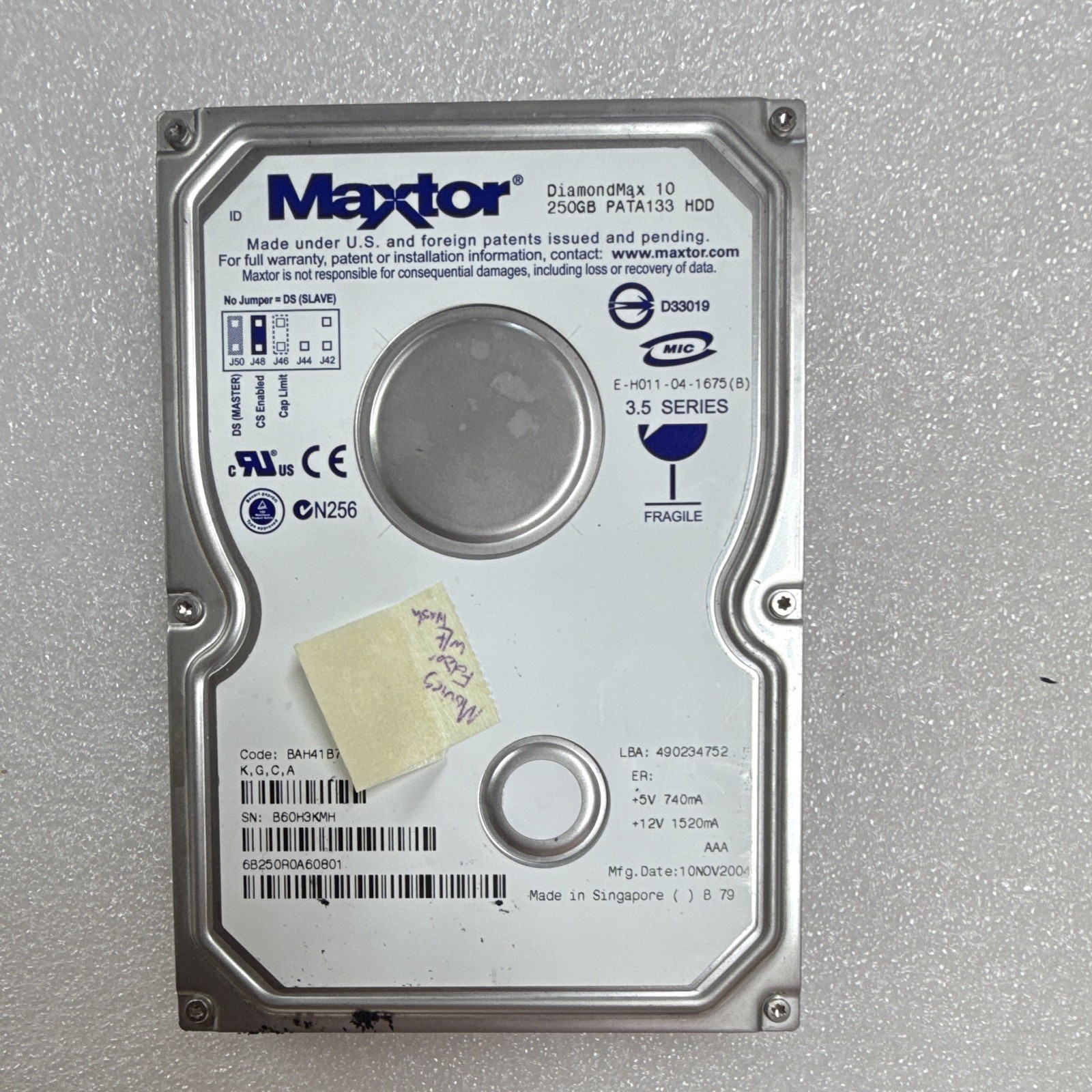 Maxtor DIAMONDMAX-10 250GB Pata 133 HDD