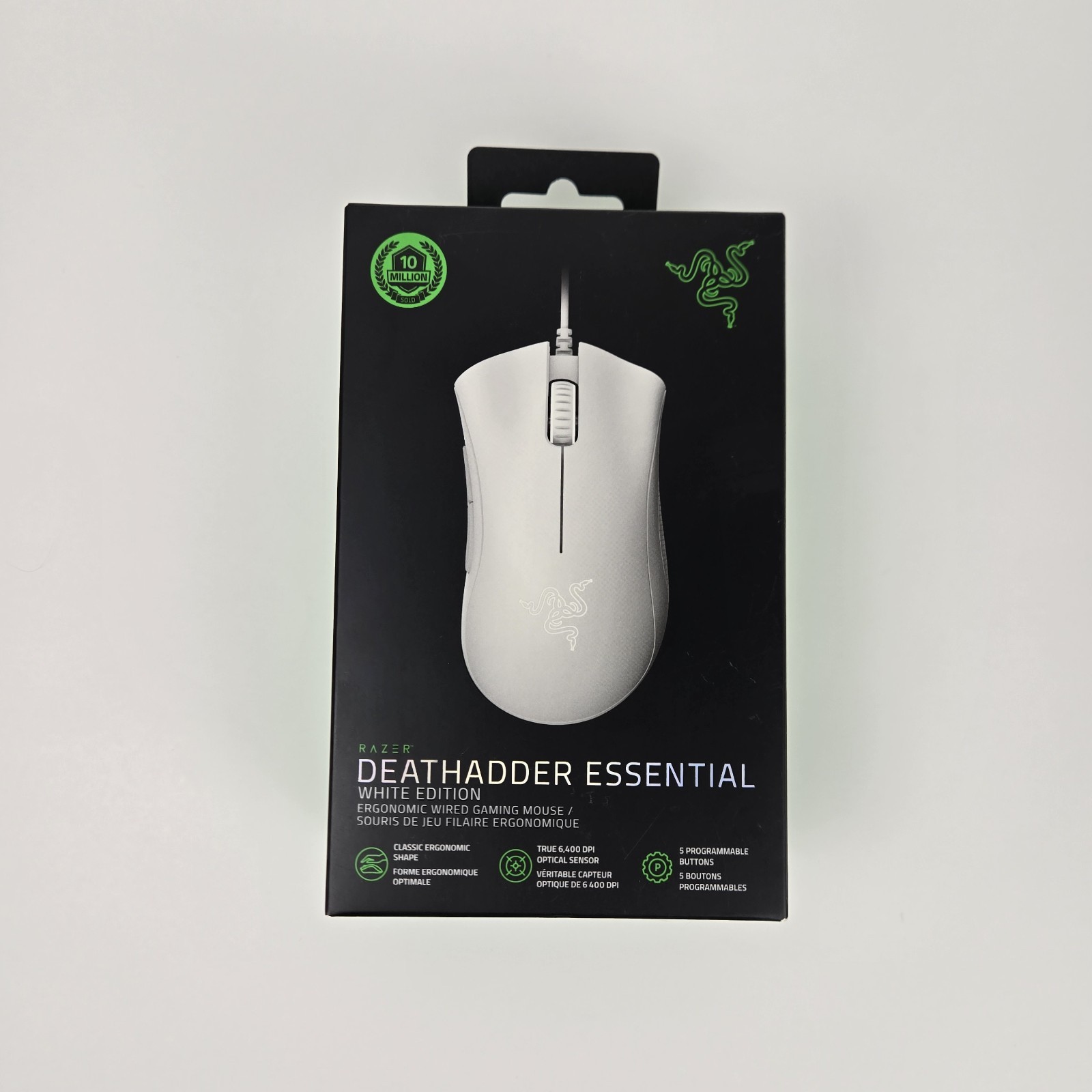Razer DeathAdder Essential Wired Optical Gaming Mouse White 6400 DPI Sealed NEW