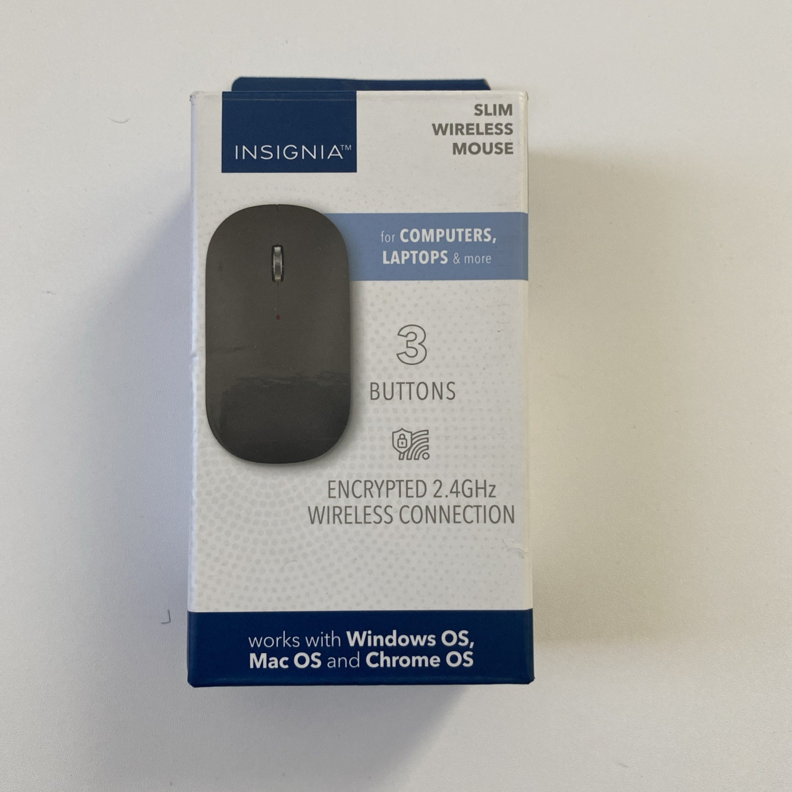 Insignia - Wireless Optical 3-Button Travel Mouse - Slim - Black - NEW