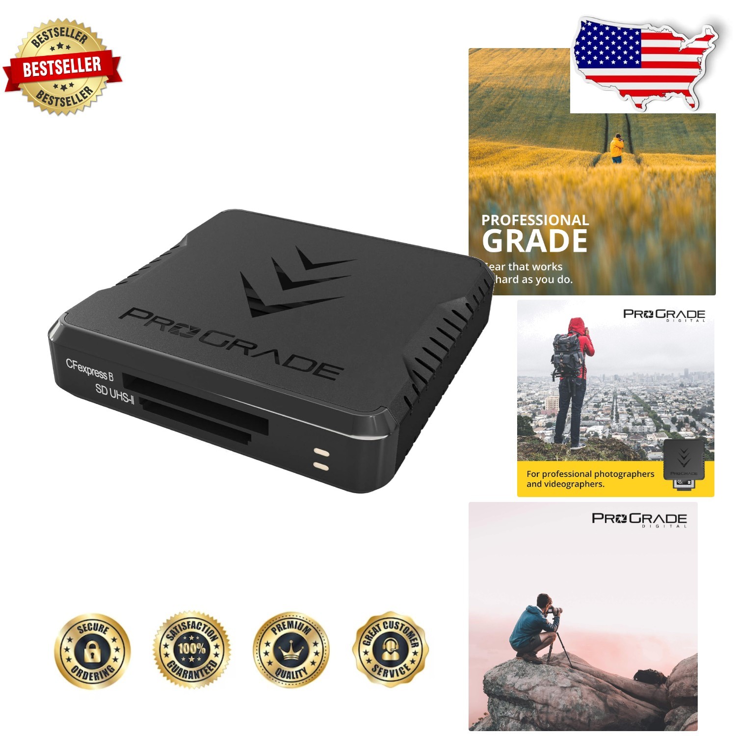 CFexpress Type B SD Card Reader, USB 3.2 Gen 2, 10Gbps Transfer, Magnetic