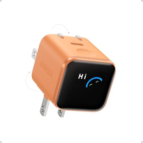 Anker Nano Charger 45W Display Swivel Plug Orange