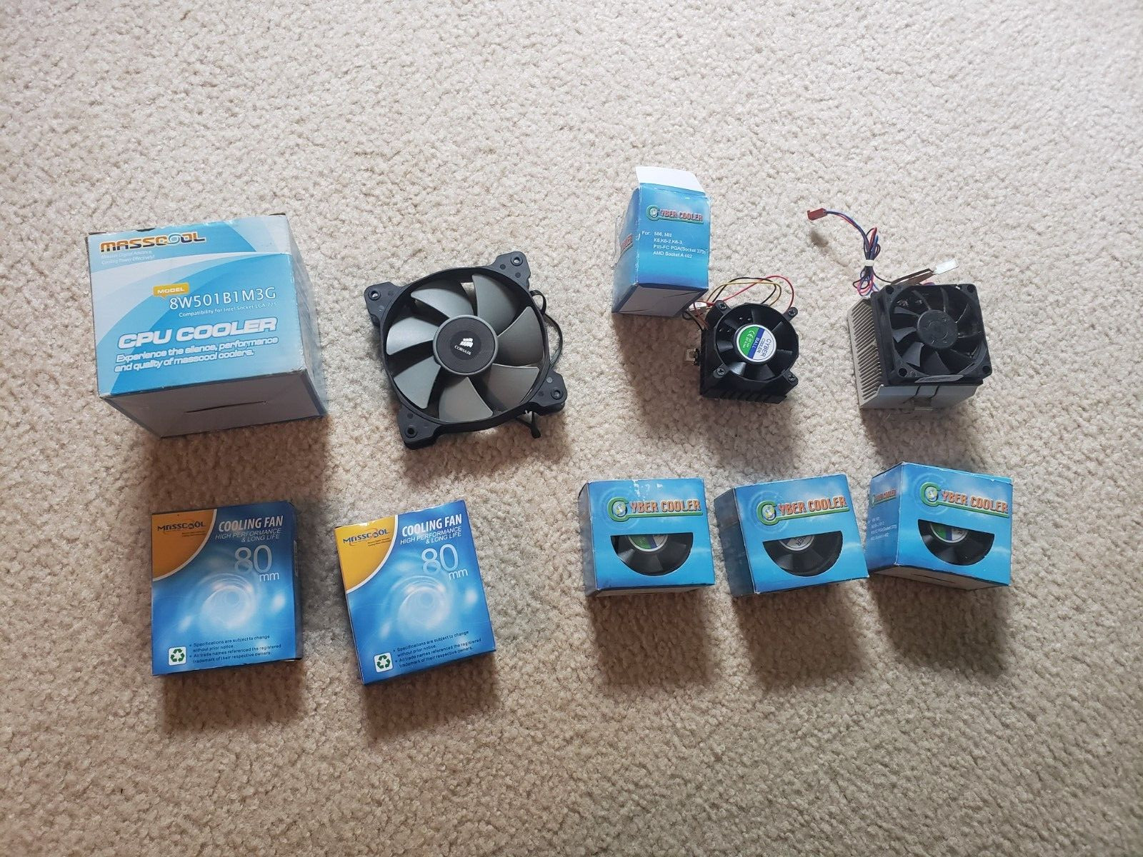 Cyber Cooler and Masscool Fan Lot  8W501B1M3G FD08025B133/4