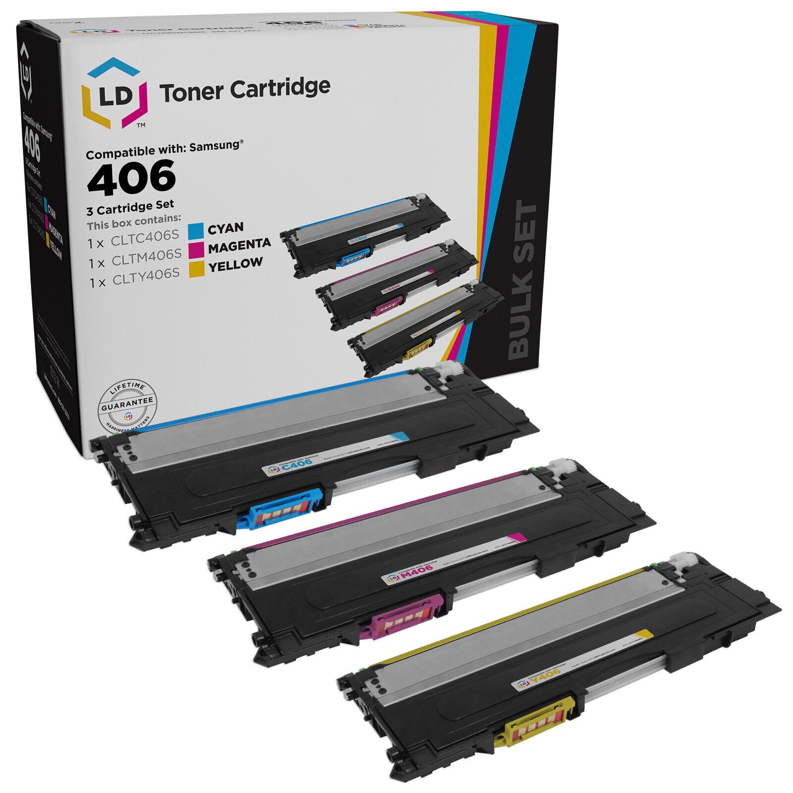 LD Compatible Samsung CLT-406S Toner Cartridges: Cyan, Magenta & Yellow