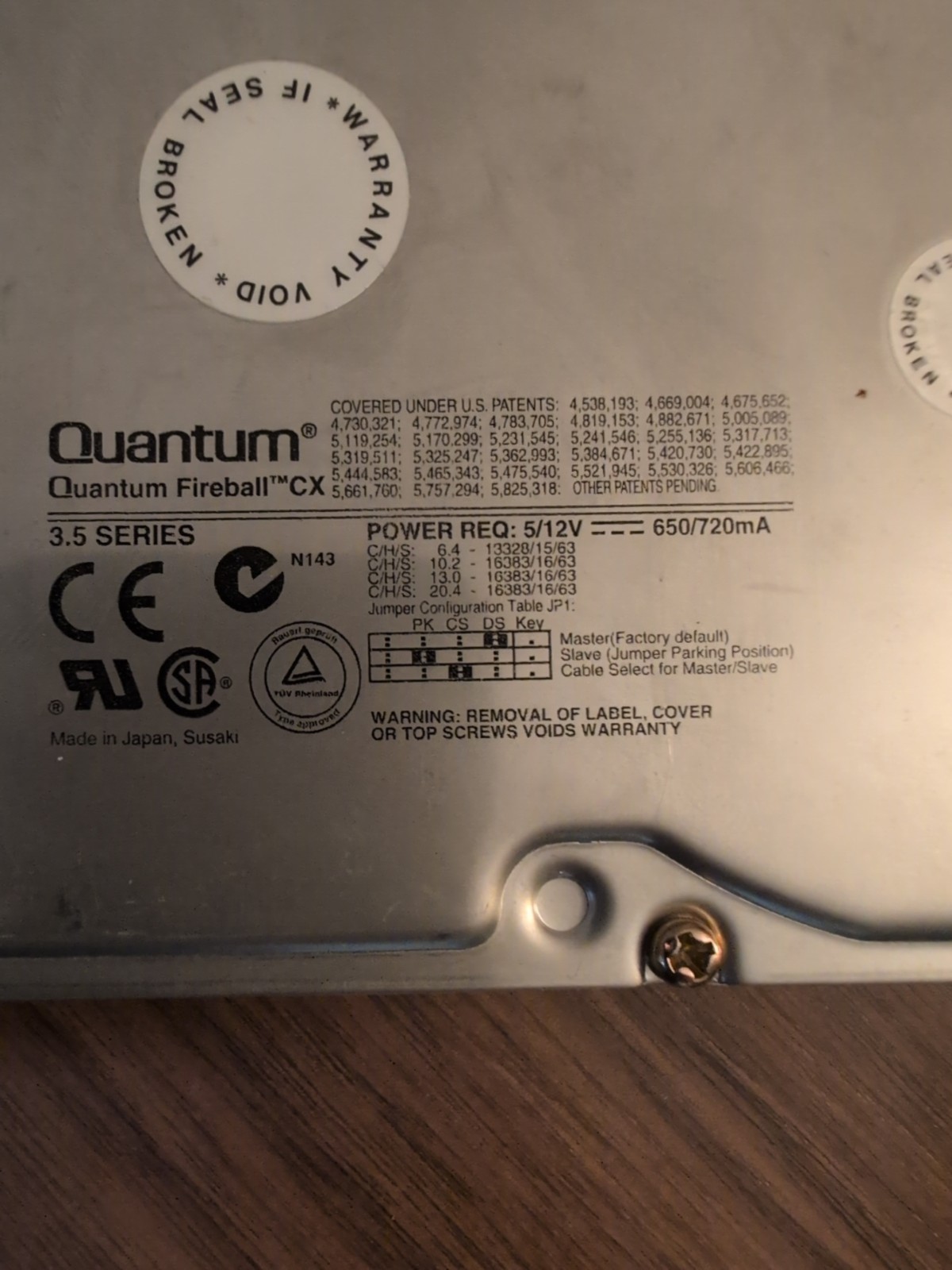 Quantum Fireball CX CX20A011 IDE Hard Disk Drive HDD, Drive Wiped