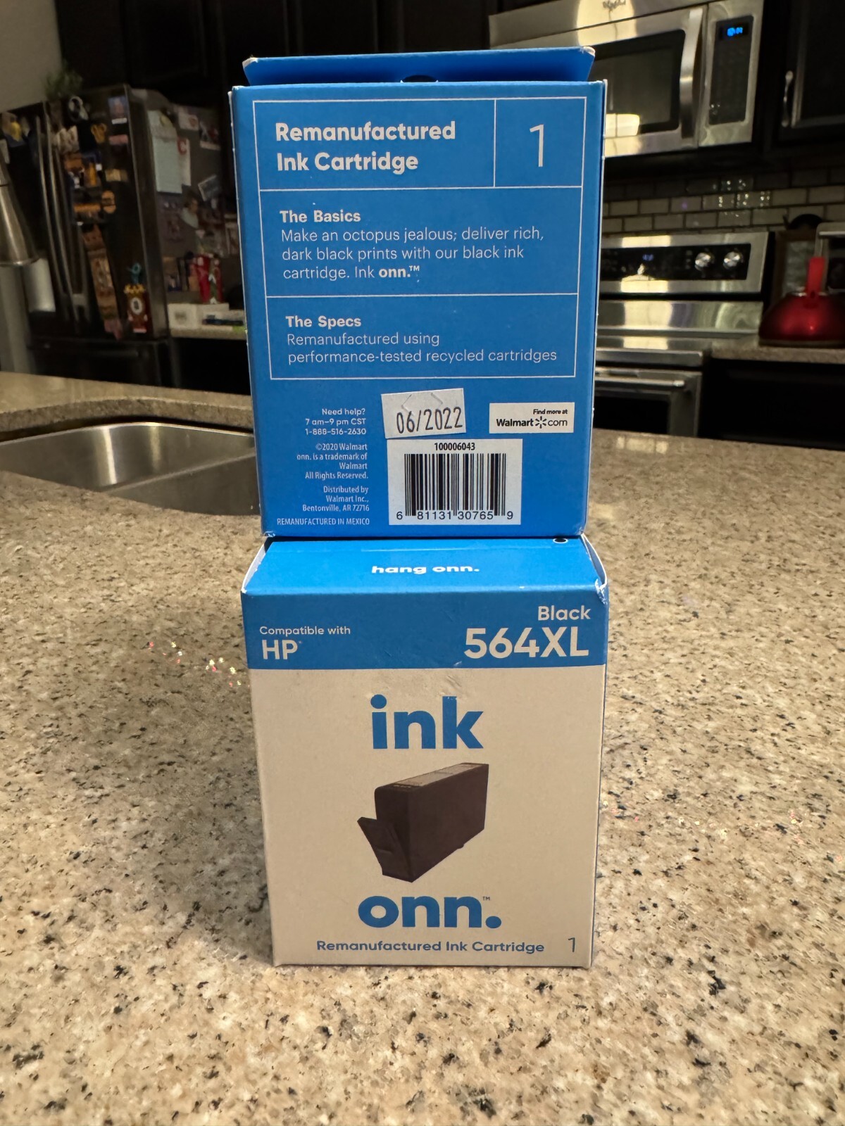ONN  564XL HP Black Printer Ink Cartridge New factory sealed Lot of 5 NEW