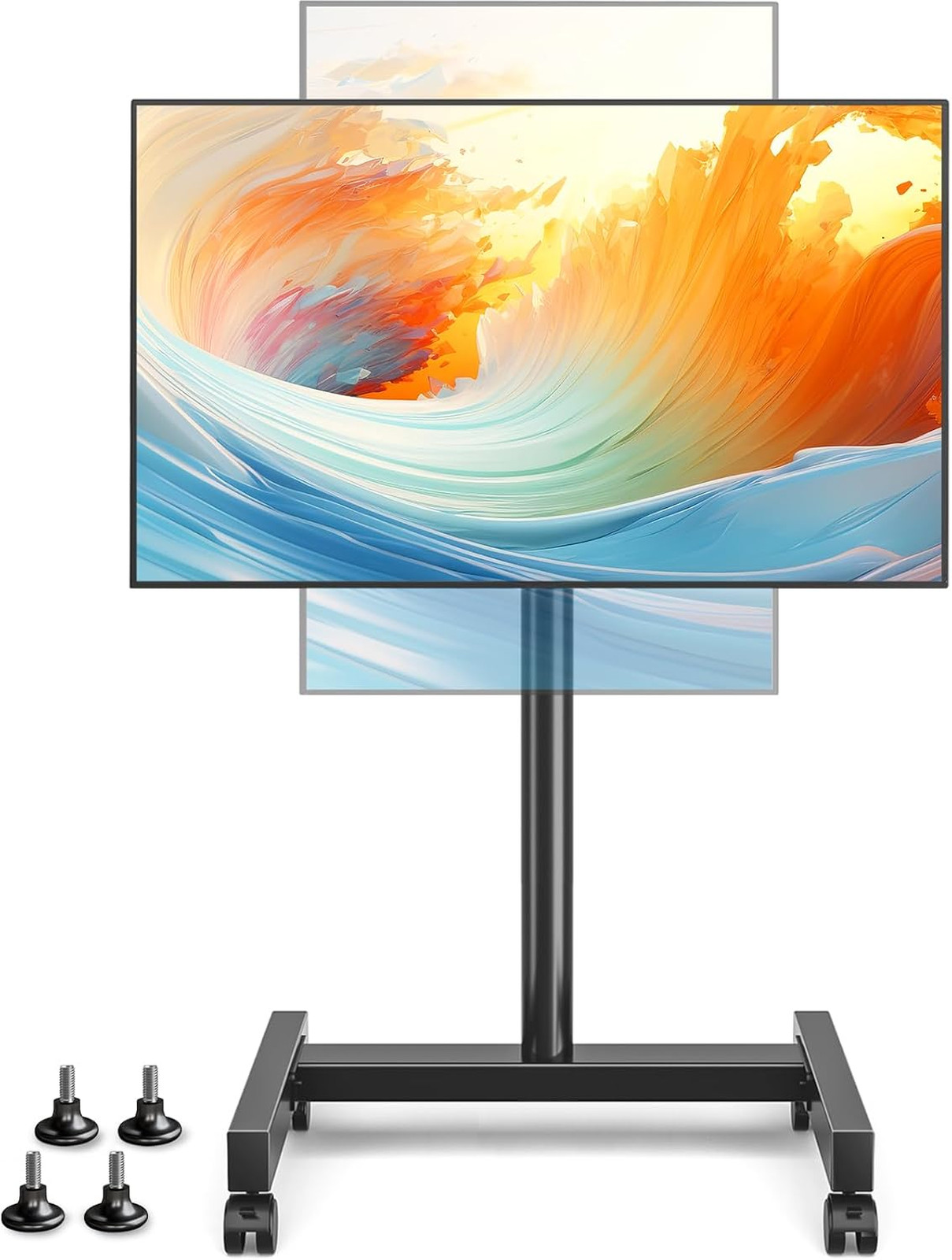 Rolling TV Stand for 13-50 Inch Flat Curved Screen Monitor Support VESA Rotation
