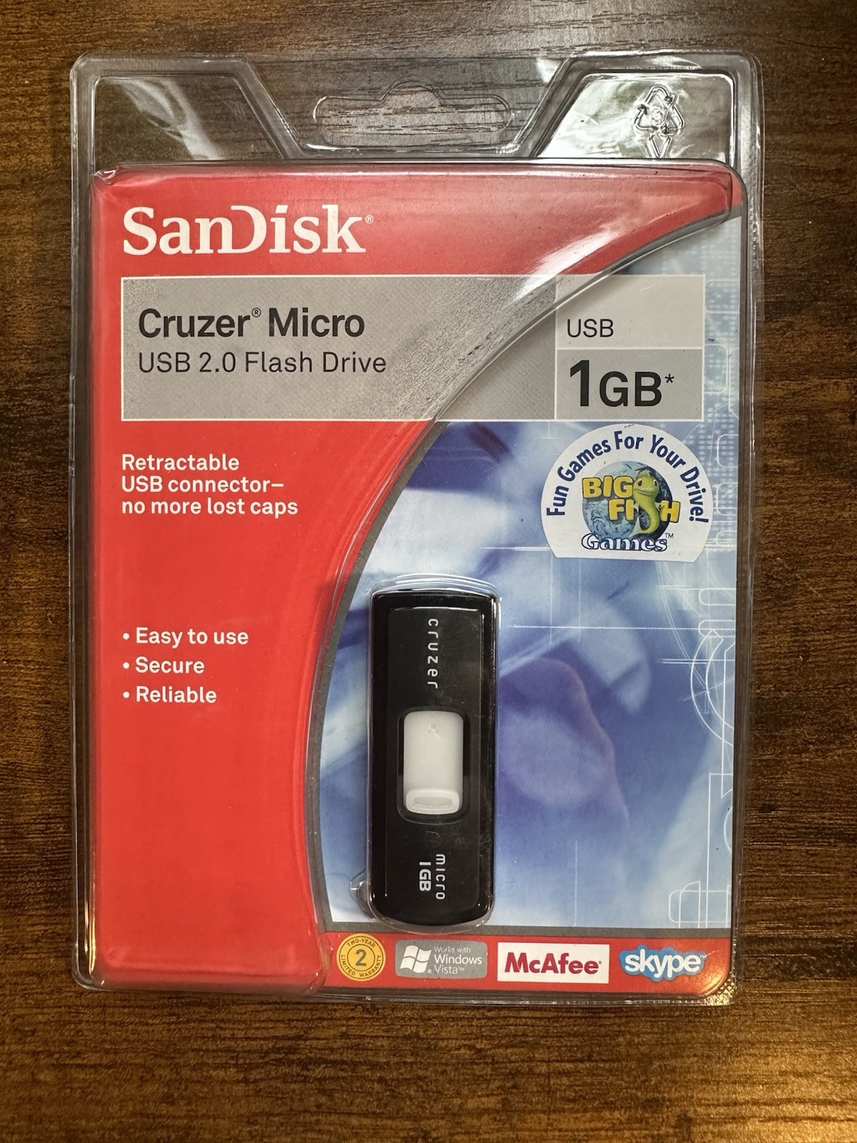 New SanDisk Cruzer Micro USB Retractable Flash Thumb Stick Drive 1.0 1 GB SEALED