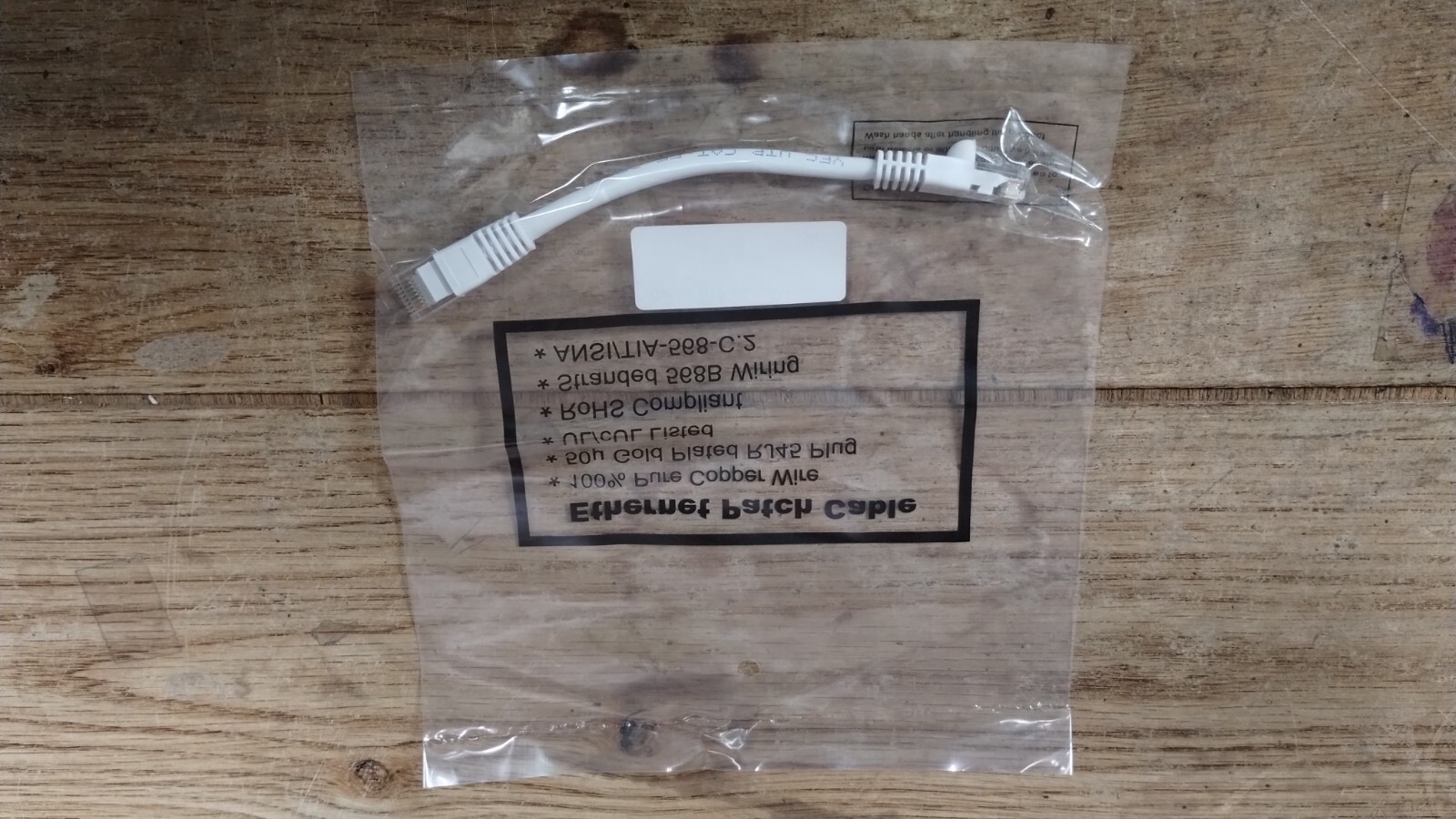 One Lot: Ten 0.5Ft Cat5E Ethernet Pure copper White patch cords Gold Plated RJ45