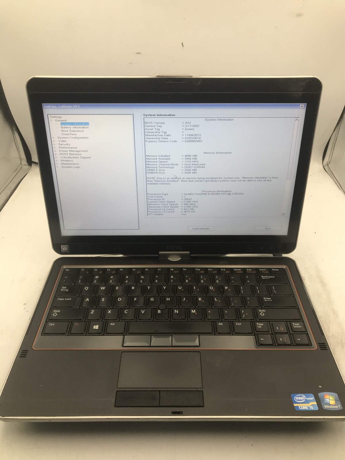 DELL LATITUDE XT3 - BOOTS TO BIOS - INTEL I5 2520M - 4GB RAM - 13" - READ - BB